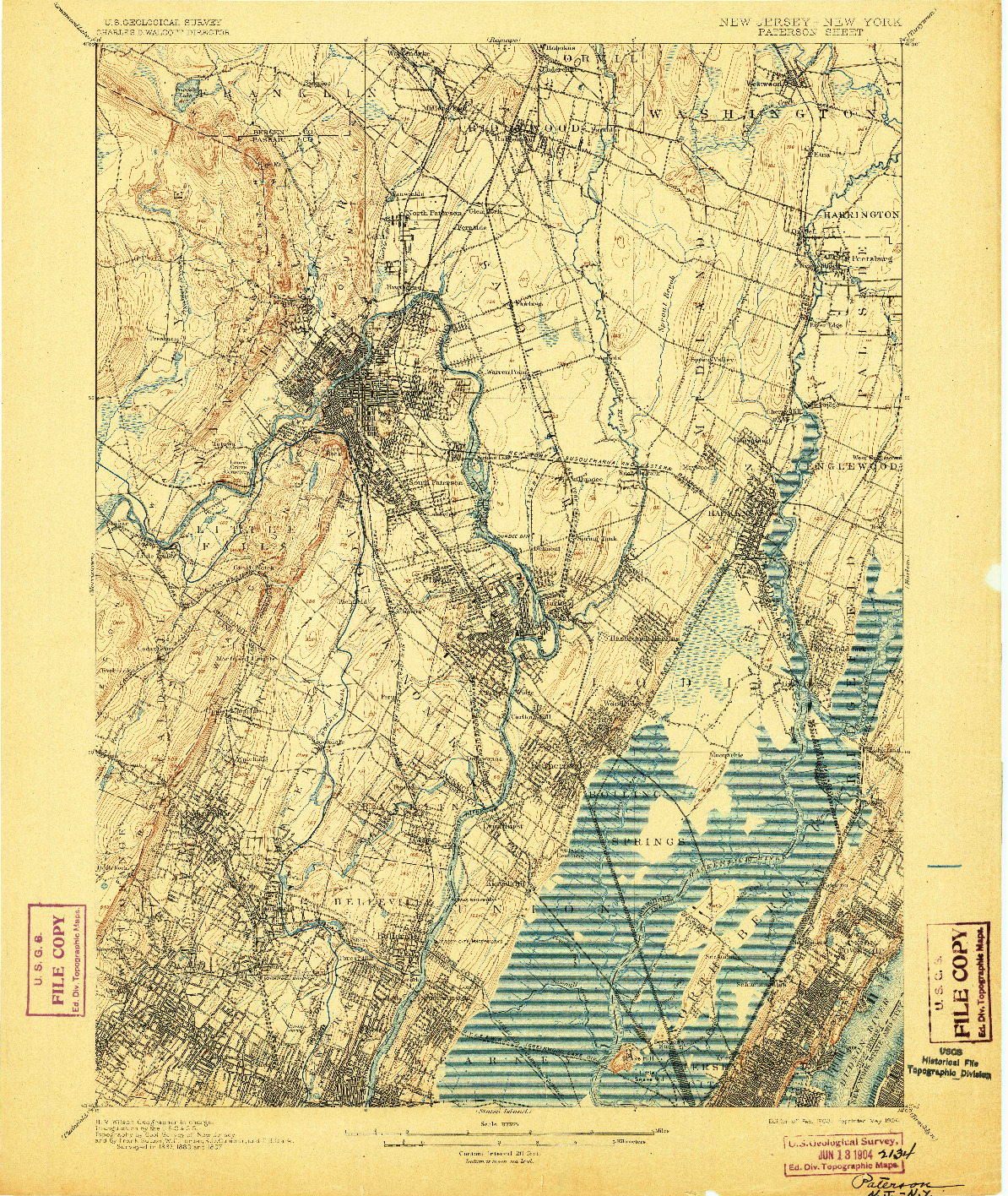 USGS 1:62500-SCALE QUADRANGLE FOR PATERSON, NJ 1903