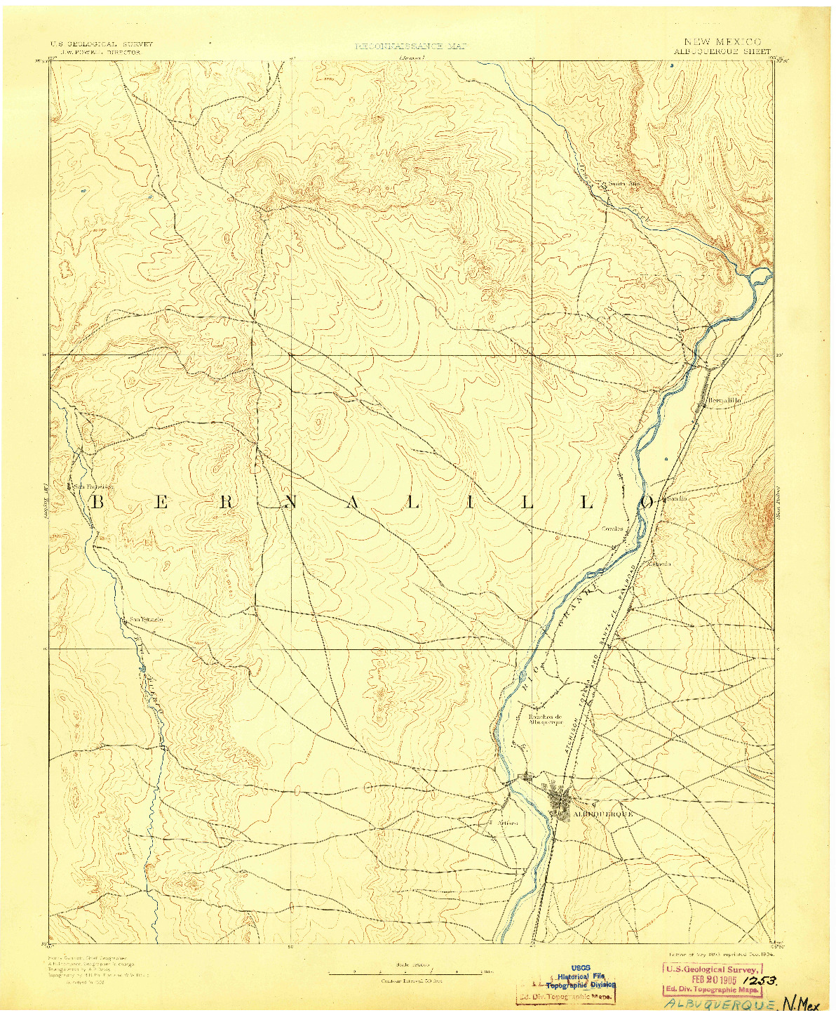 USGS 1:125000-SCALE QUADRANGLE FOR ALBUQUERQUE, NM 1893