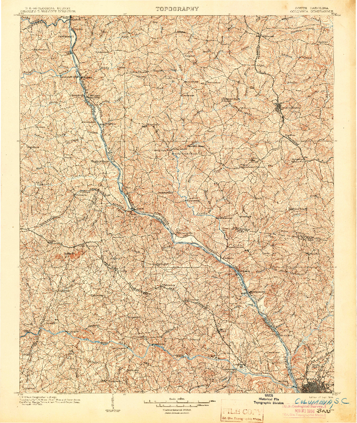 USGS 1:125000-SCALE QUADRANGLE FOR COLUMBIA, SC 1904