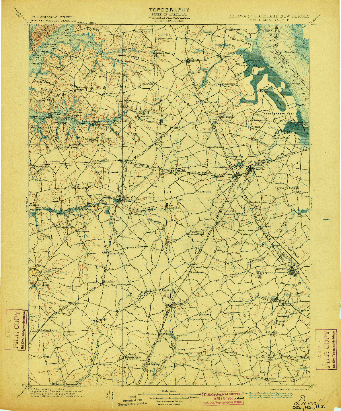 USGS 1:125000-SCALE QUADRANGLE FOR DOVER, DE 1899