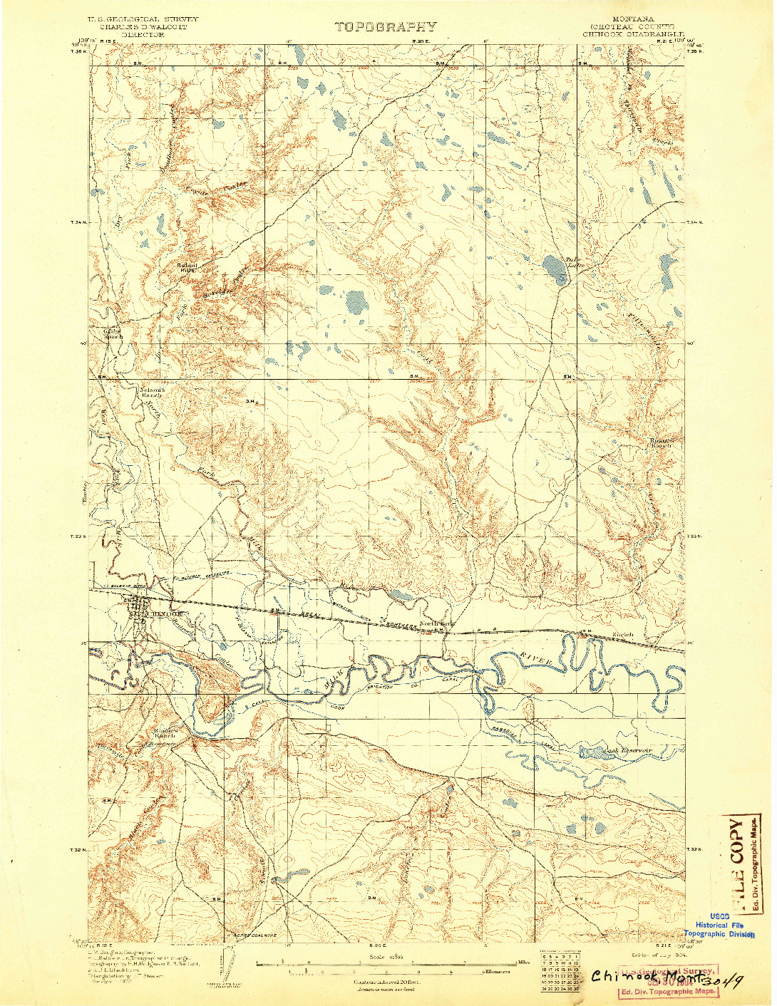 USGS 1:62500-SCALE QUADRANGLE FOR CHINOOK, MT 1904