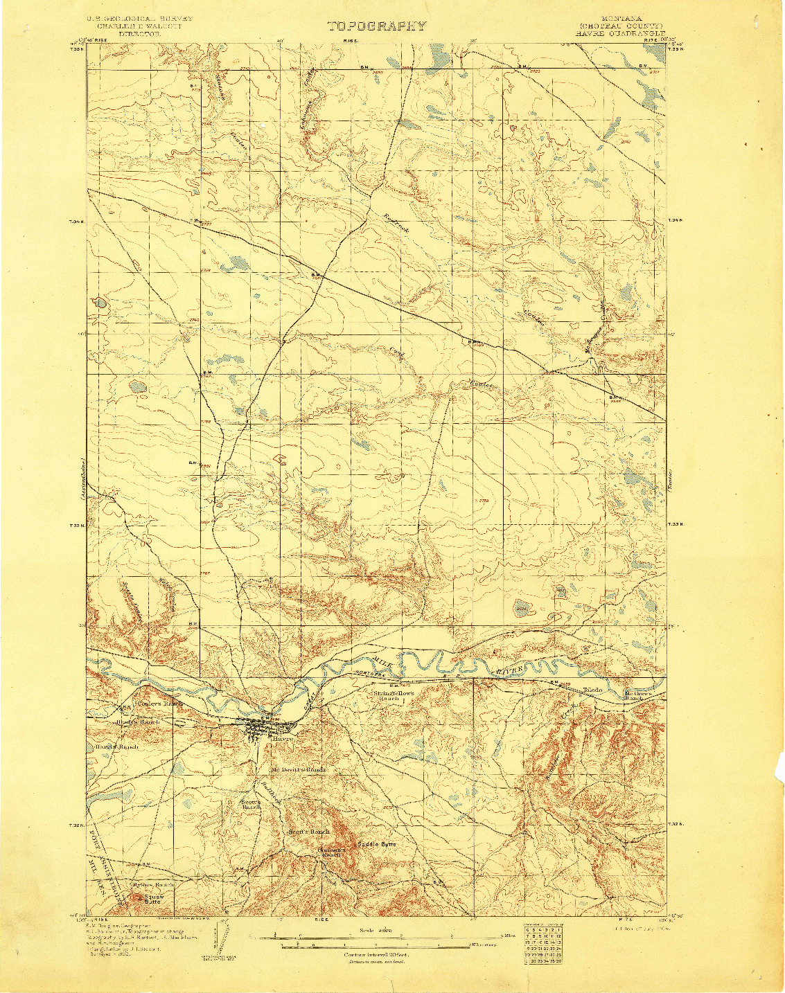 USGS 1:62500-SCALE QUADRANGLE FOR HAVRE, MT 1904