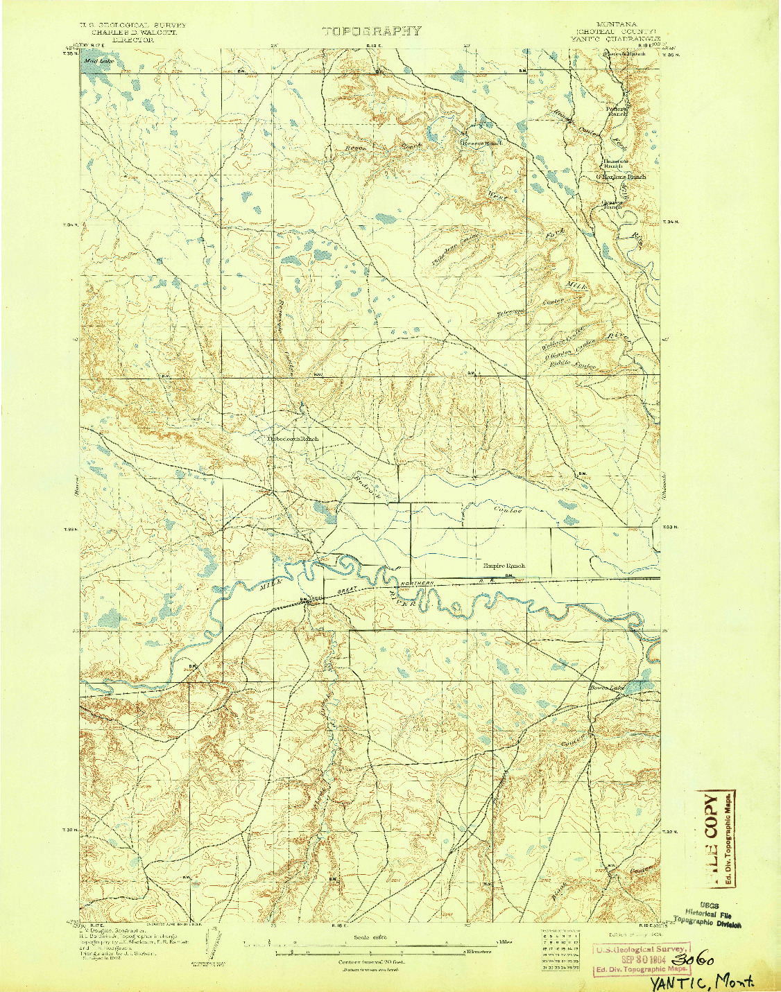 USGS 1:62500-SCALE QUADRANGLE FOR YANTIC, MT 1904