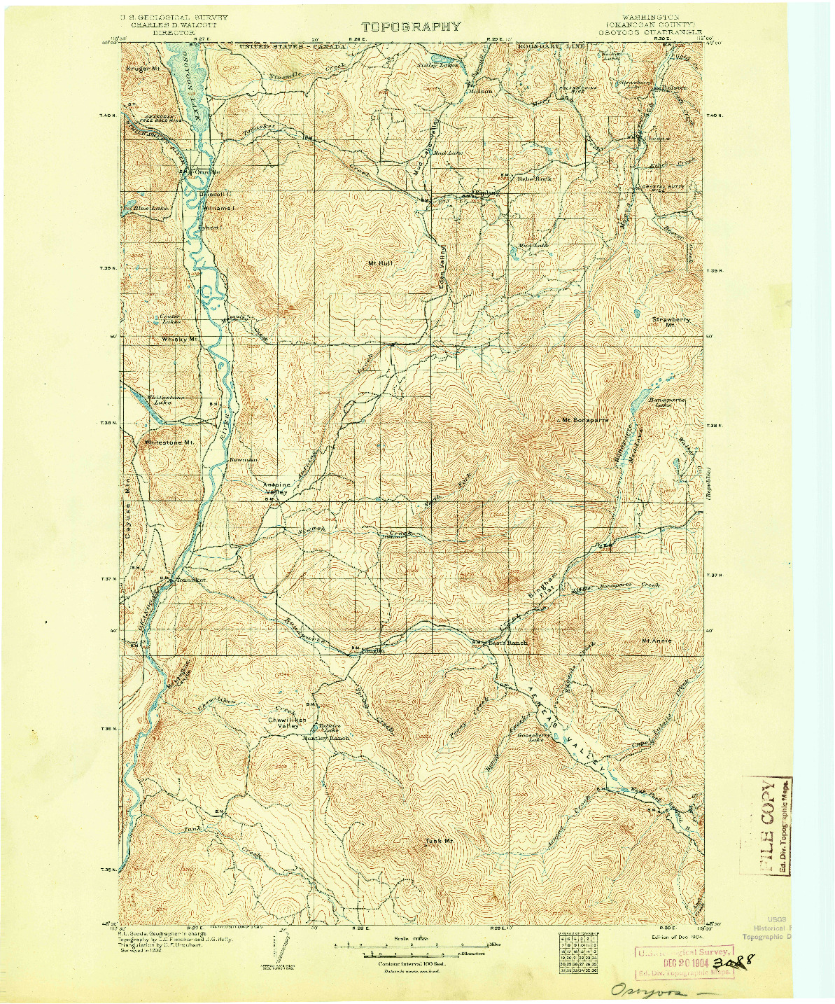 USGS 1:125000-SCALE QUADRANGLE FOR OSOYOOS, WA 1904