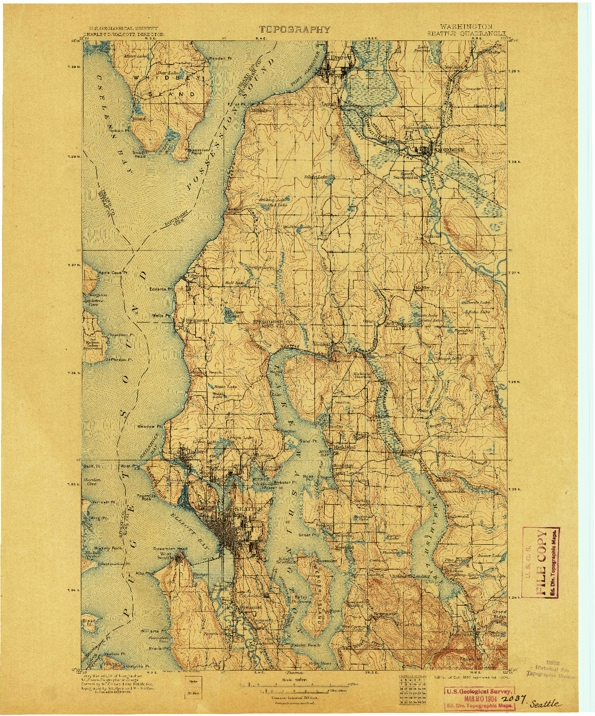 USGS 1:125000-SCALE QUADRANGLE FOR SEATTLE, WA 1897