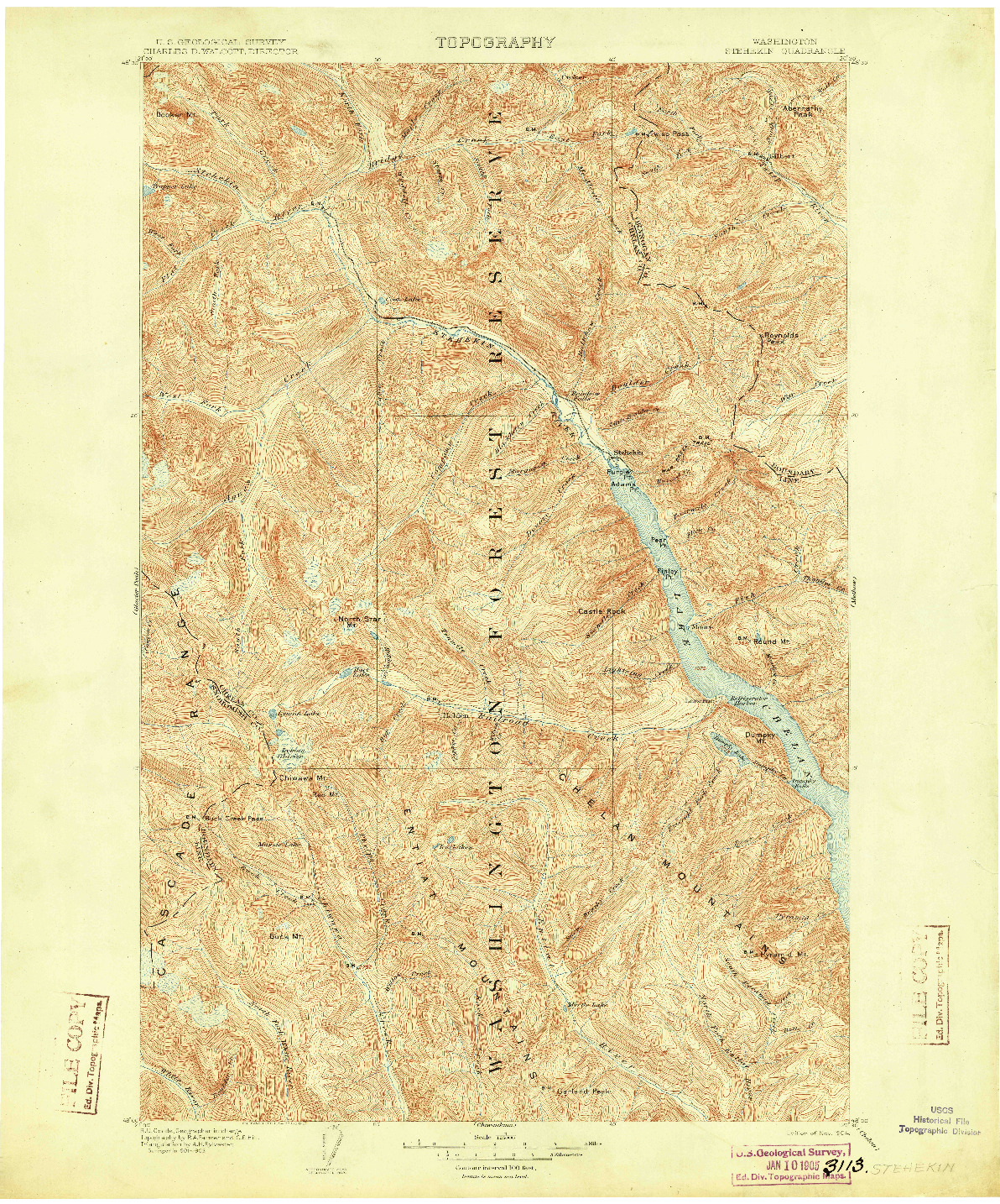 USGS 1:125000-SCALE QUADRANGLE FOR STEHEKIN, WA 1904