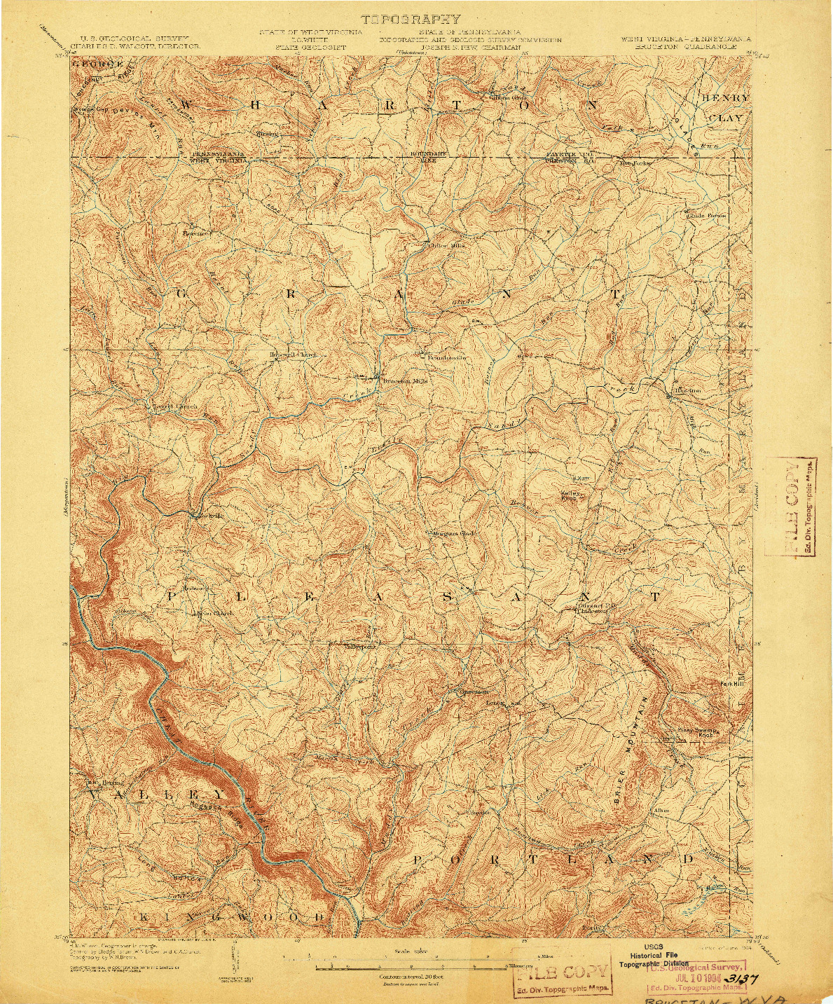 USGS 1:62500-SCALE QUADRANGLE FOR BRUCETON, WV 1904