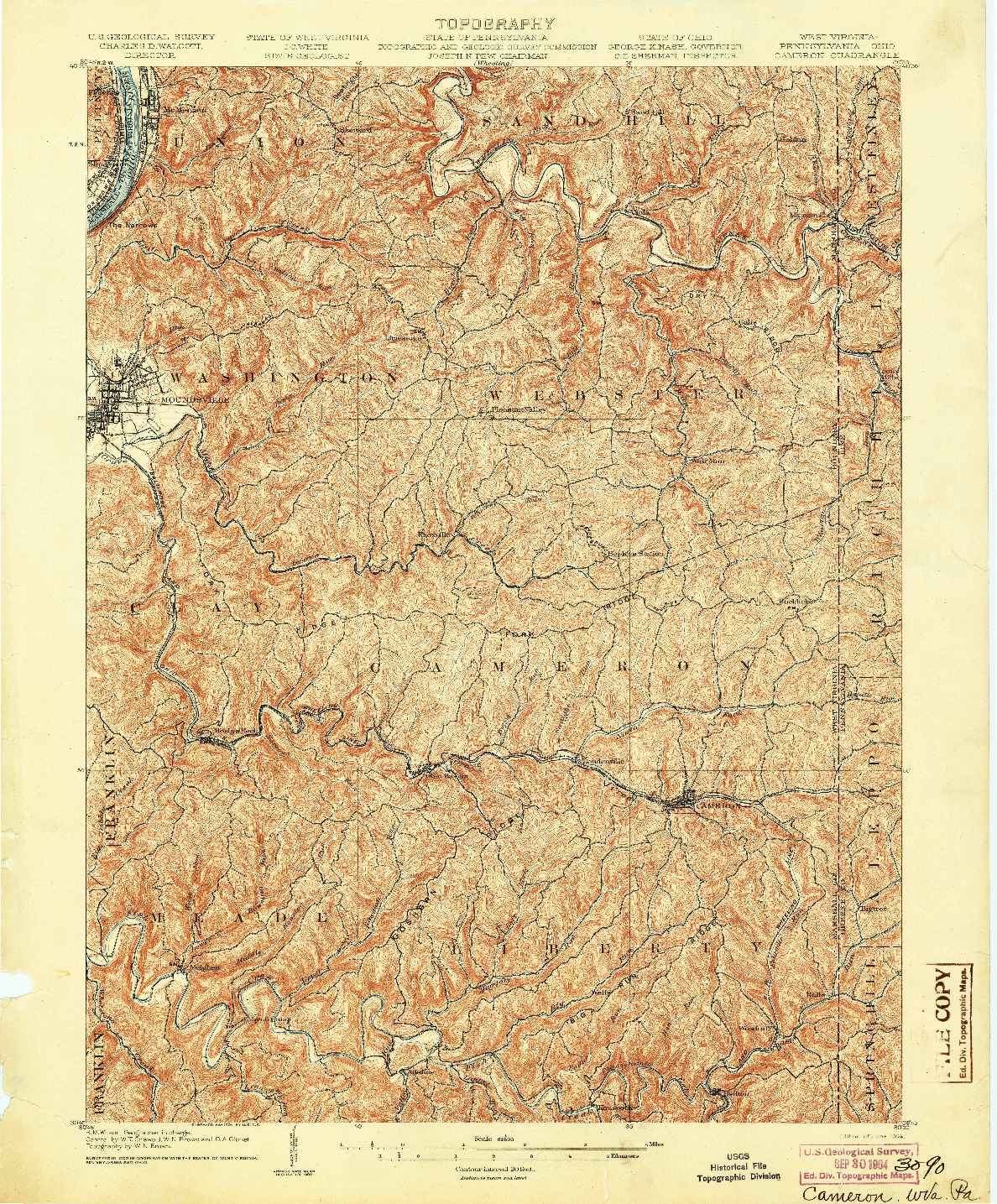 USGS 1:62500-SCALE QUADRANGLE FOR CAMERON, WV 1904