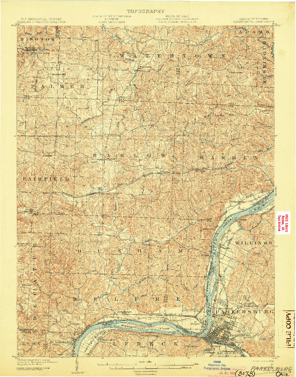 USGS 1:62500-SCALE QUADRANGLE FOR PARKERSBURG, WV 1904