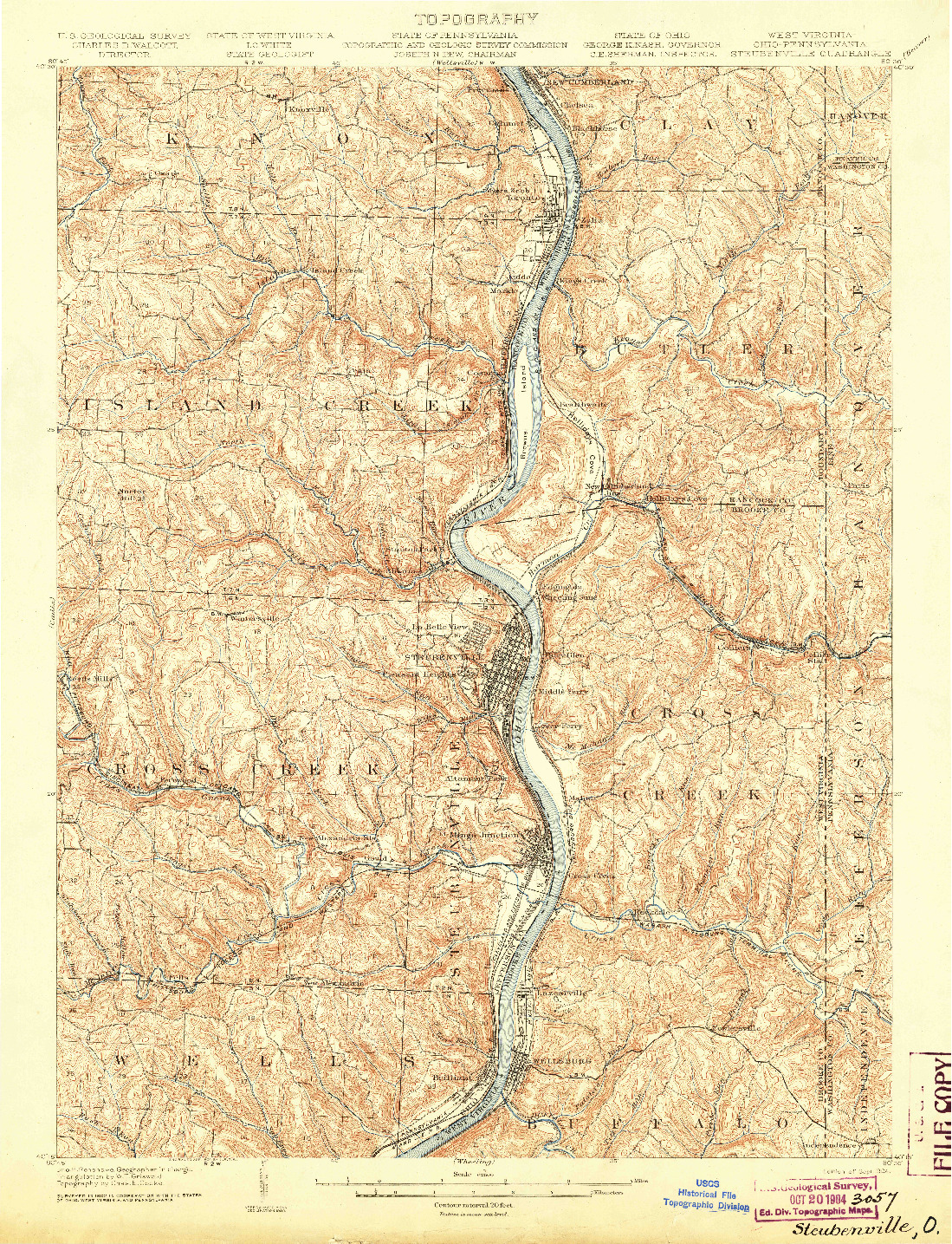 USGS 1:62500-SCALE QUADRANGLE FOR STEUBENVILLE, WV 1904