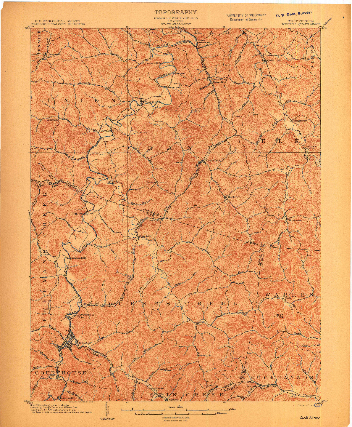 USGS 1:62500-SCALE QUADRANGLE FOR WESTON, WV 1904