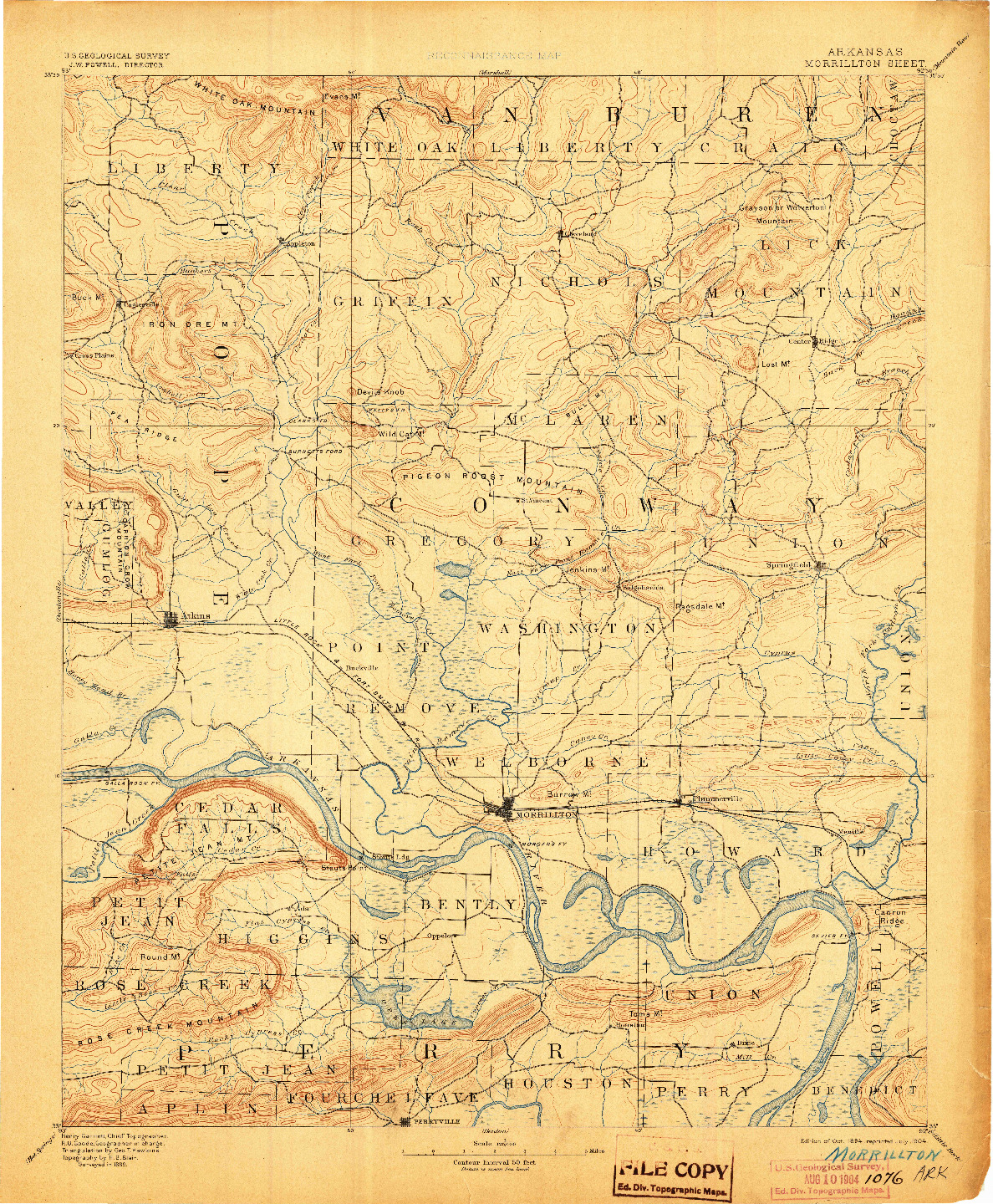 USGS 1:125000-SCALE QUADRANGLE FOR MORRILLTON, AR 1894