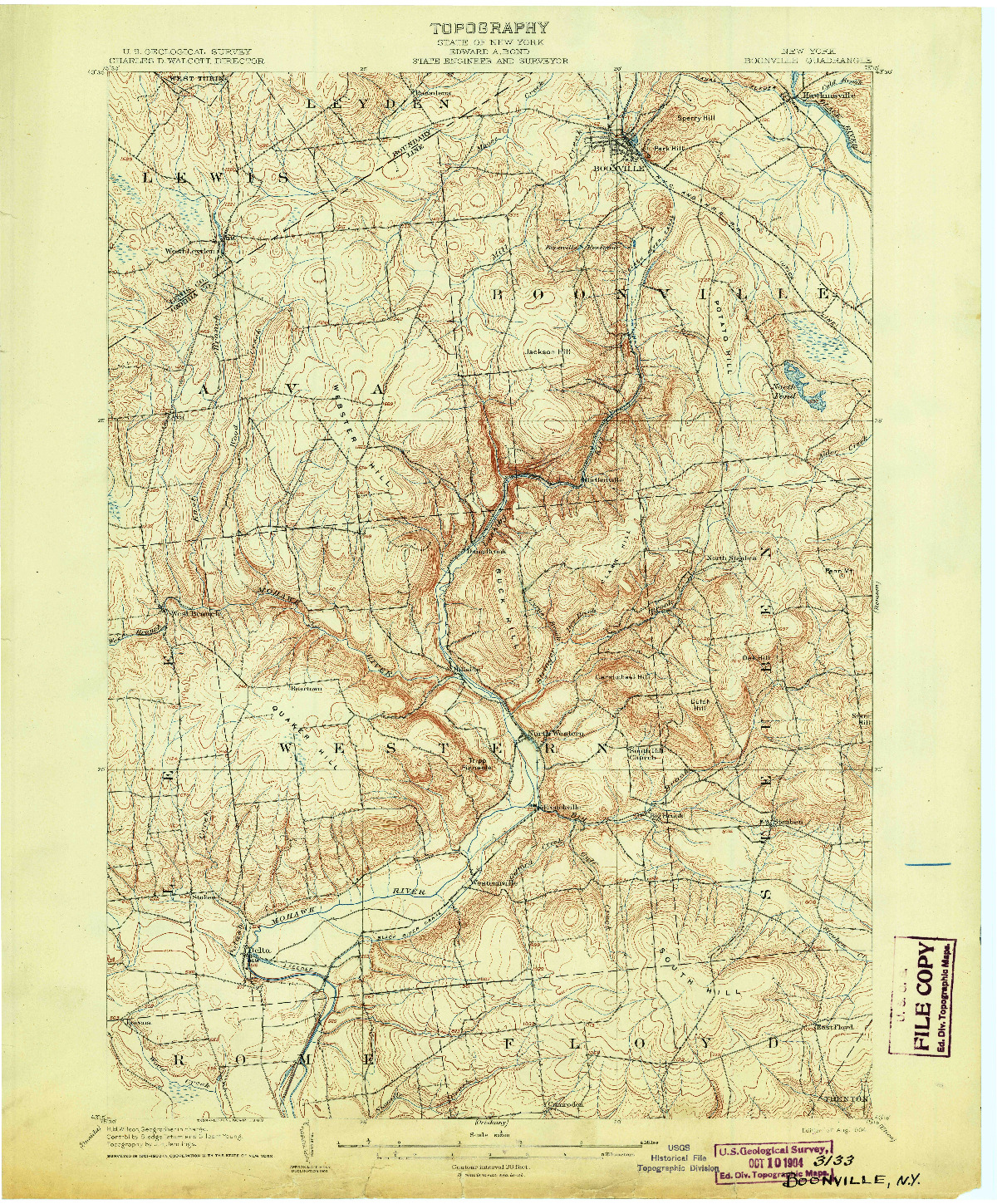 USGS 1:62500-SCALE QUADRANGLE FOR BOONVILLE, NY 1904