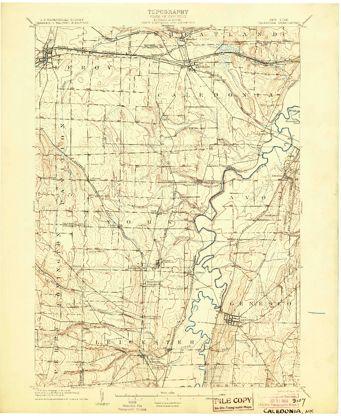 USGS 1:62500-SCALE QUADRANGLE FOR CALEDONIA, NY 1904