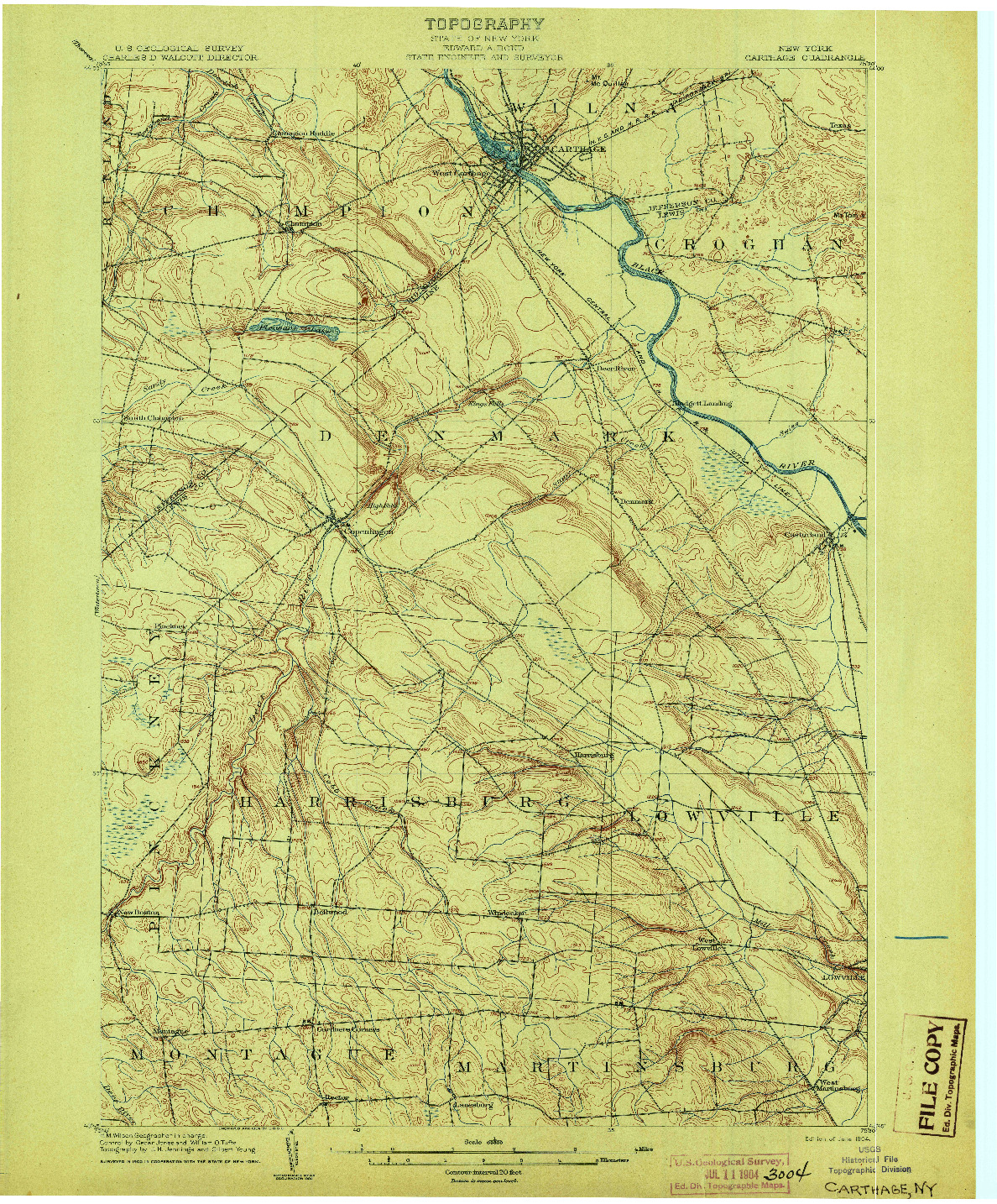 USGS 1:62500-SCALE QUADRANGLE FOR CARTHAGE, NY 1904