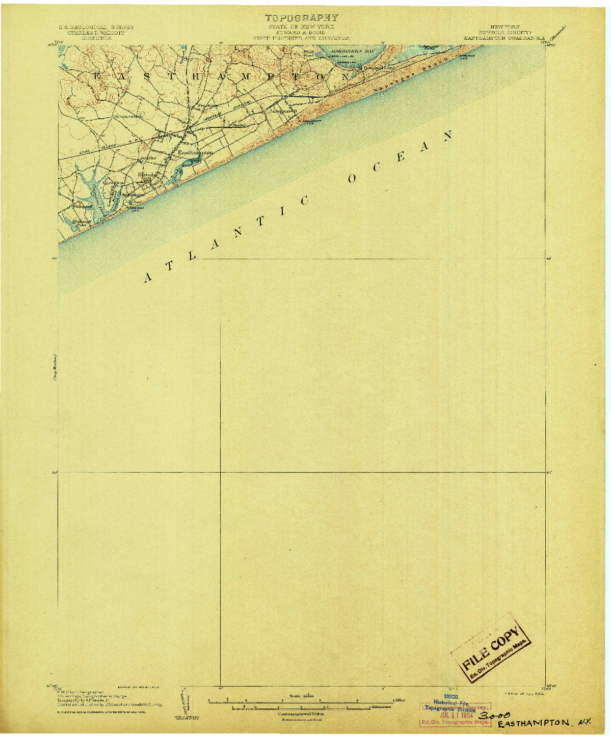 USGS 1:62500-SCALE QUADRANGLE FOR EASTHAMPTON, NY 1904
