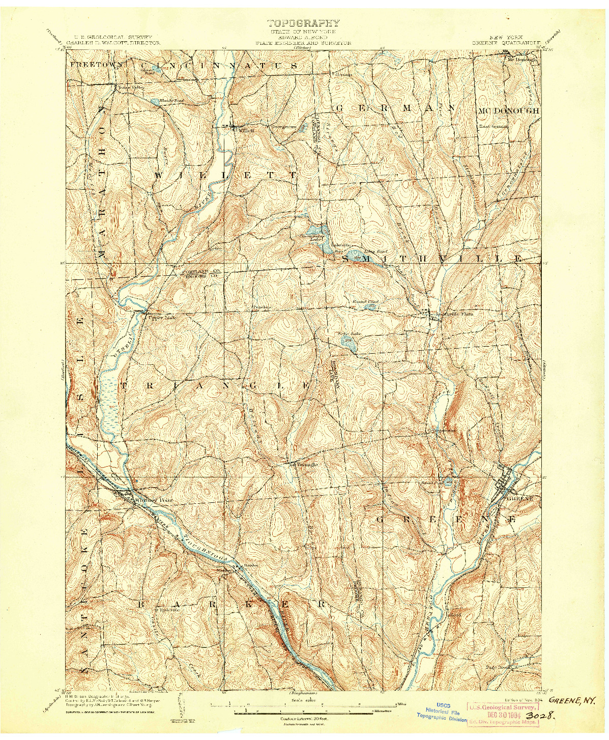 USGS 1:62500-SCALE QUADRANGLE FOR GREENE, NY 1904