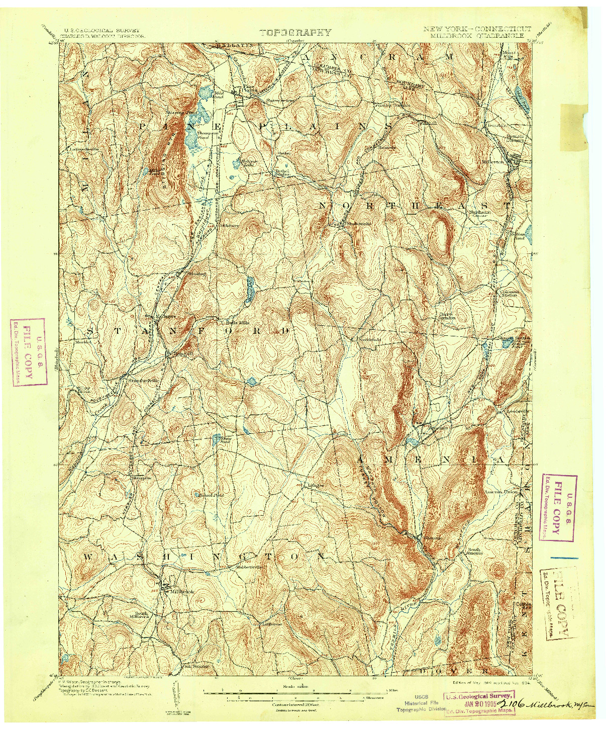 USGS 1:62500-SCALE QUADRANGLE FOR MILLBROOK, NY 1902