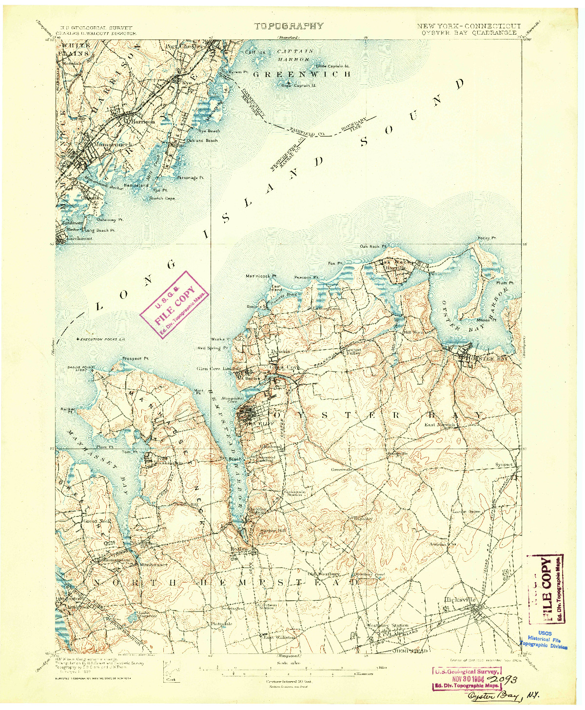 USGS 1:62500-SCALE QUADRANGLE FOR OYSTER BAY, NY 1900