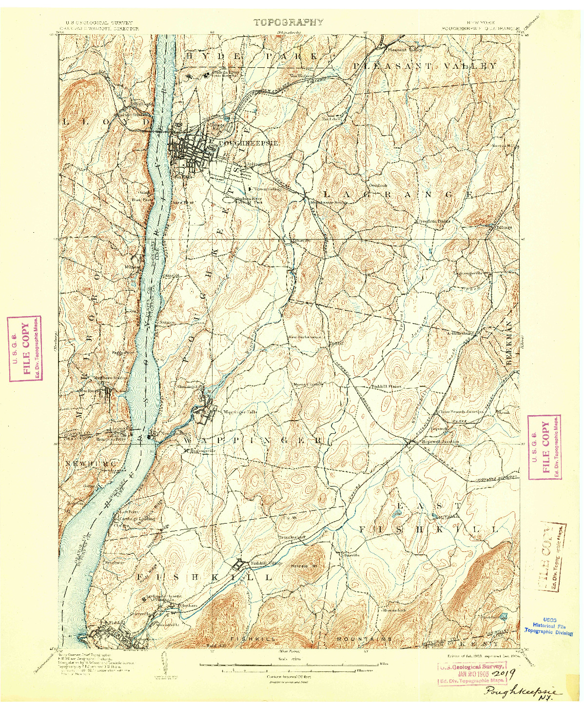 USGS 1:62500-SCALE QUADRANGLE FOR POUGHKEEPSIE, NY 1903