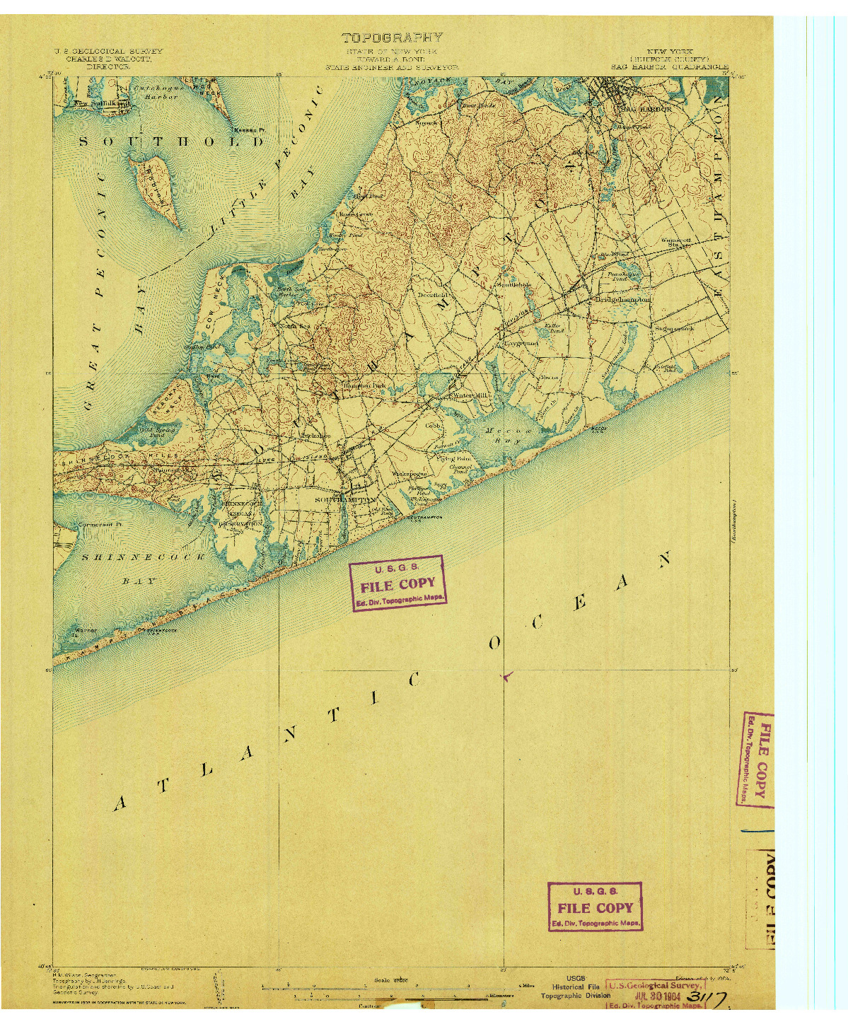 USGS 1:62500-SCALE QUADRANGLE FOR SAG HARBOR, NY 1904