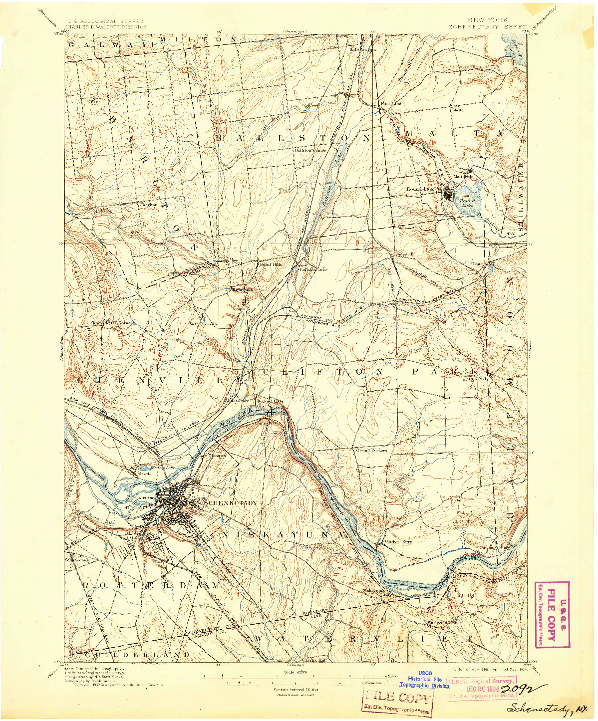 USGS 1:62500-SCALE QUADRANGLE FOR SCHENECTADY, NY 1898