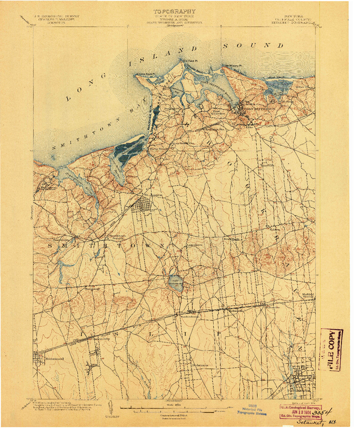 USGS 1:62500-SCALE QUADRANGLE FOR SETAUKET, NY 1904