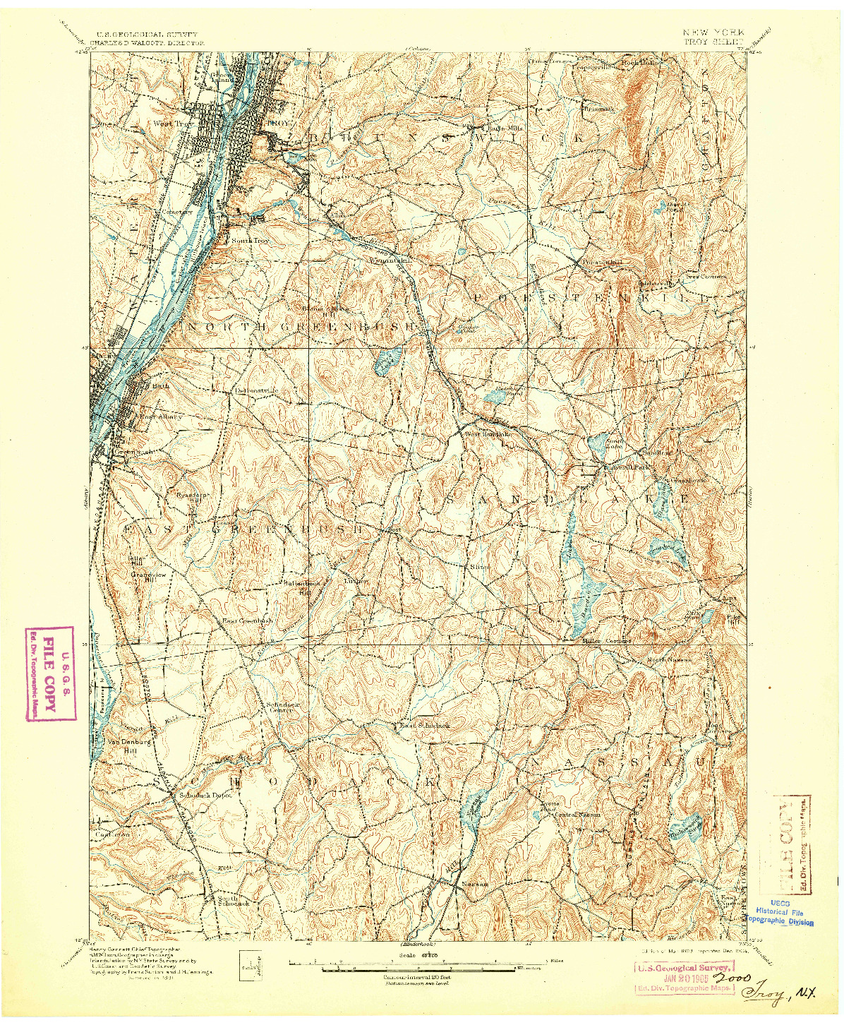 USGS 1:62500-SCALE QUADRANGLE FOR TROY, NY 1898