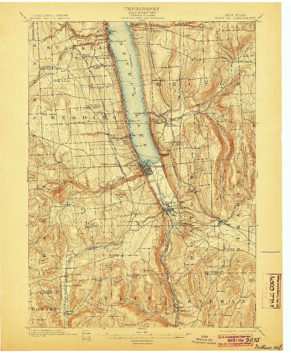 USGS 1:62500-SCALE QUADRANGLE FOR WATKINS, NY 1901