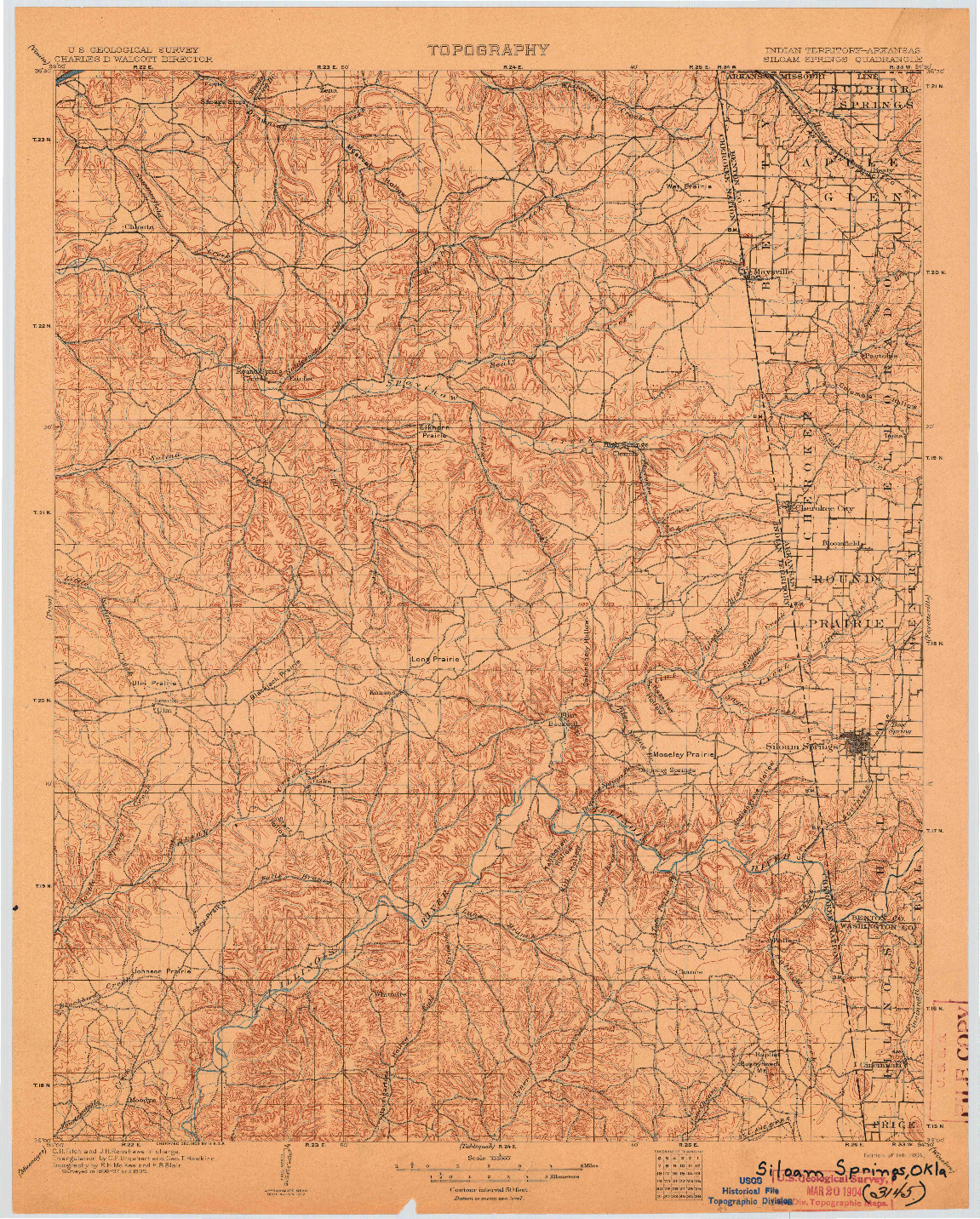 USGS 1:125000-SCALE QUADRANGLE FOR SILOAM SPRINGS, OK 1904