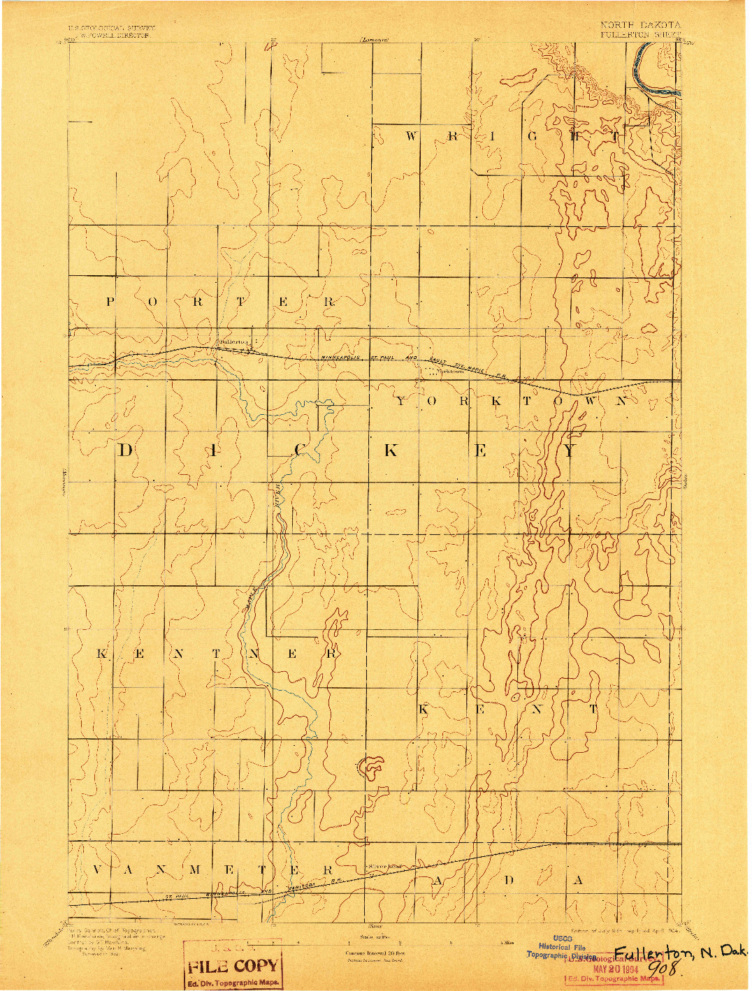 USGS 1:62500-SCALE QUADRANGLE FOR FULLERTON, ND 1894