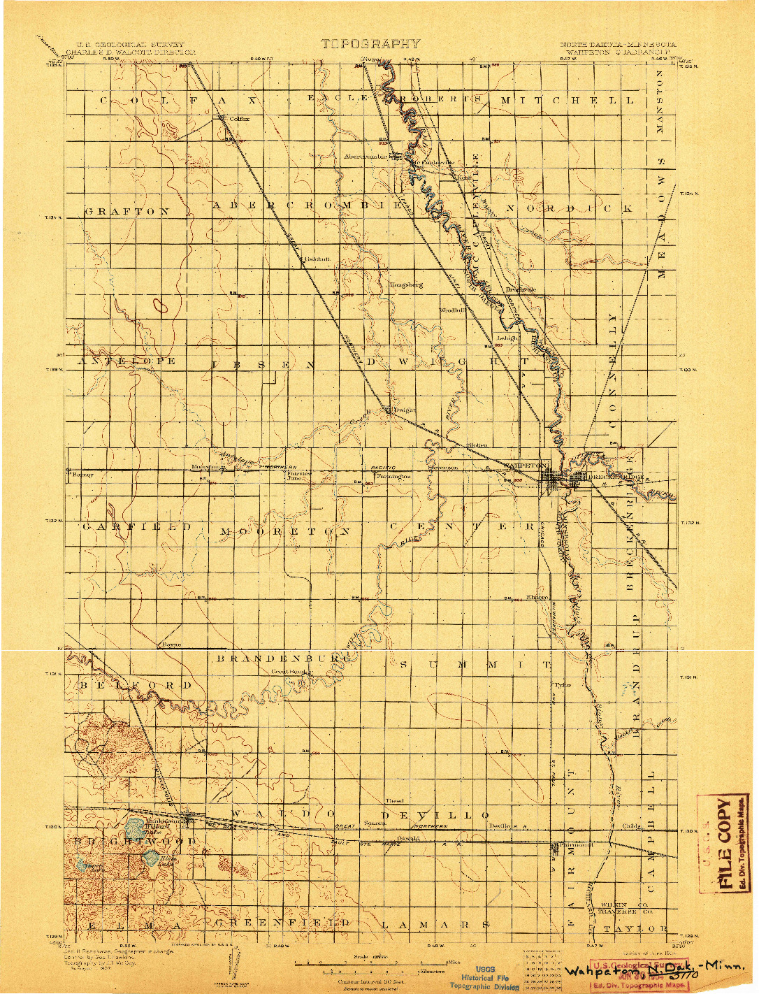 USGS 1:125000-SCALE QUADRANGLE FOR WAHPETON, ND 1904