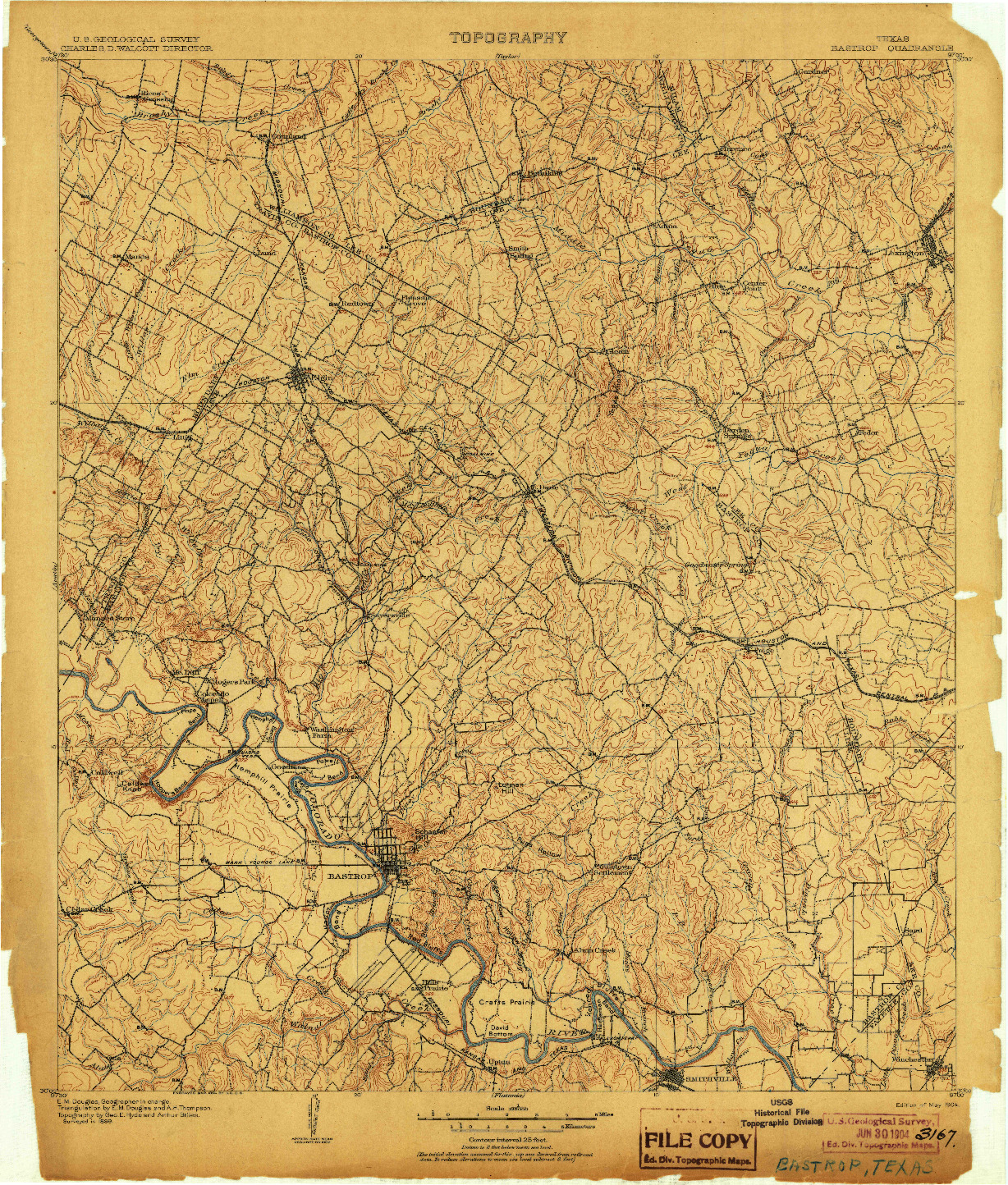 USGS 1:125000-SCALE QUADRANGLE FOR BASTROP, TX 1904