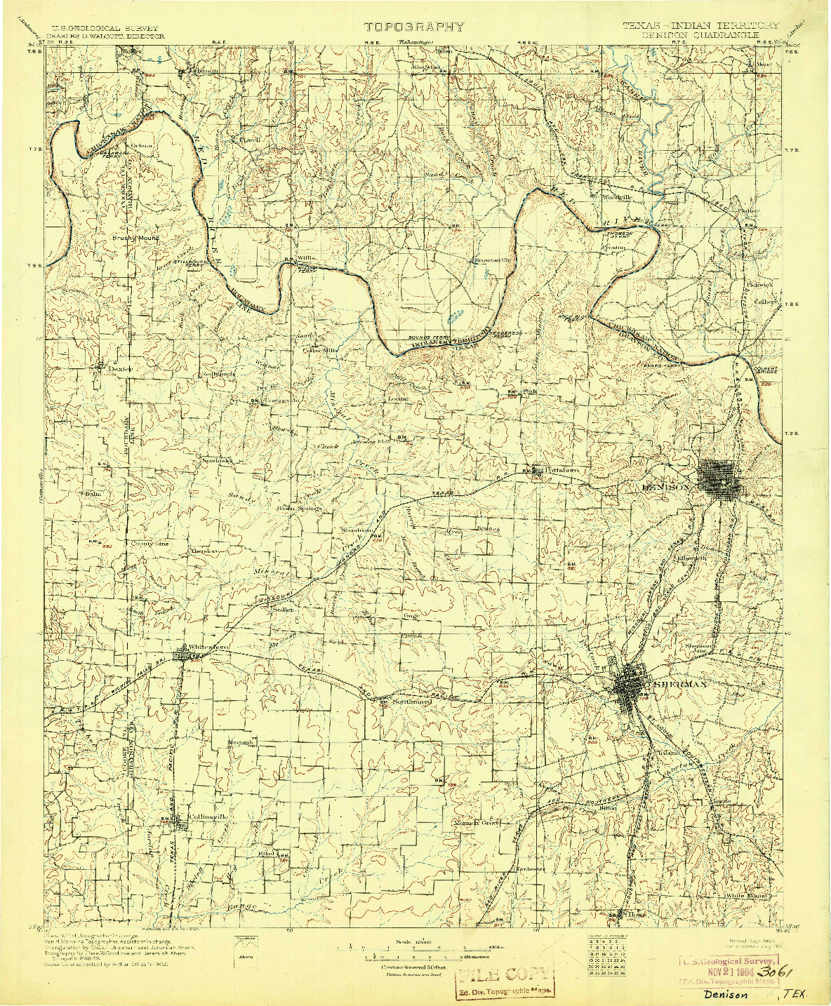 USGS 1:125000-SCALE QUADRANGLE FOR DENISON, TX 1901