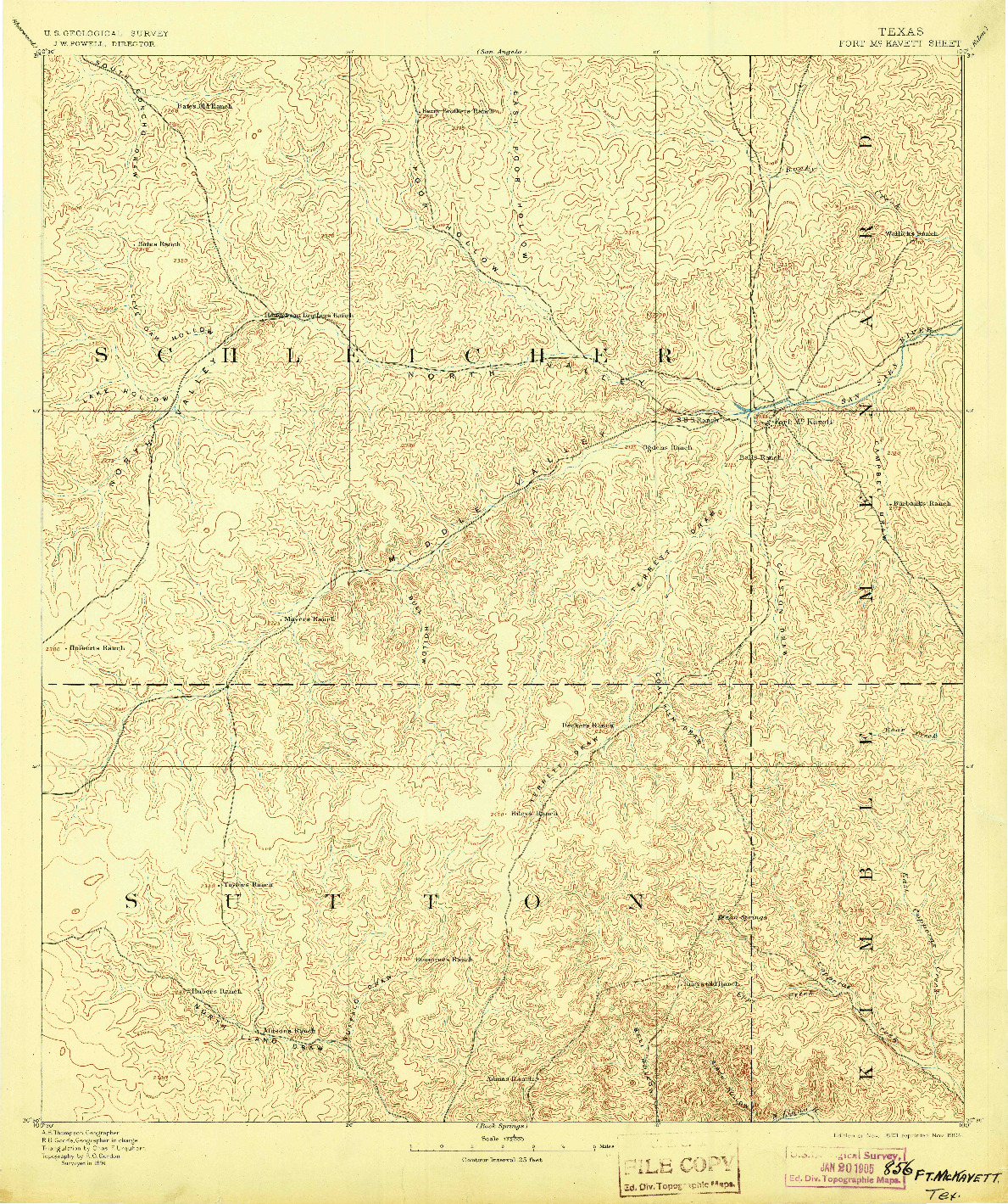 USGS 1:125000-SCALE QUADRANGLE FOR FORT MCKAVETT, TX 1893