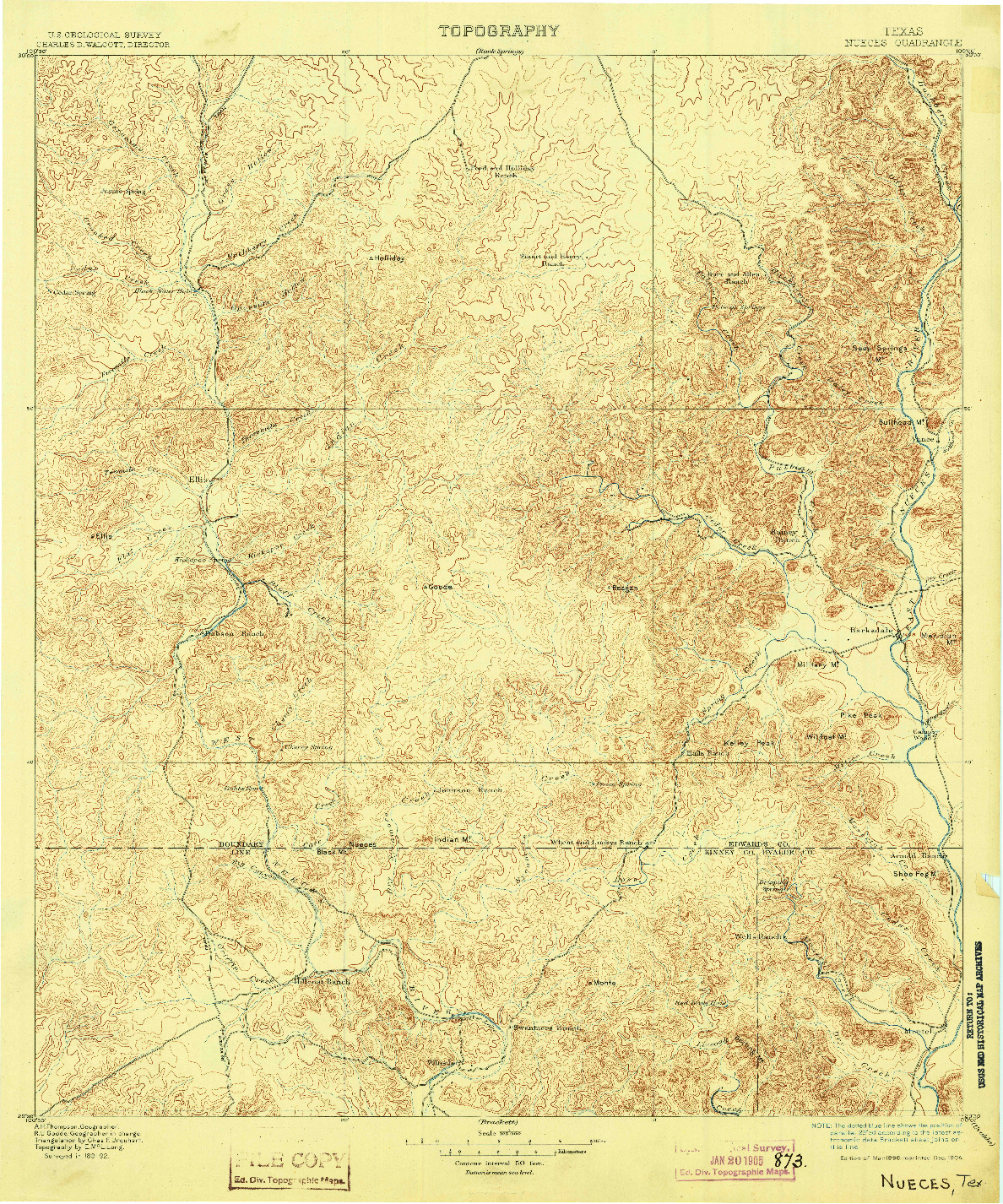 USGS 1:125000-SCALE QUADRANGLE FOR NUECES, TX 1896