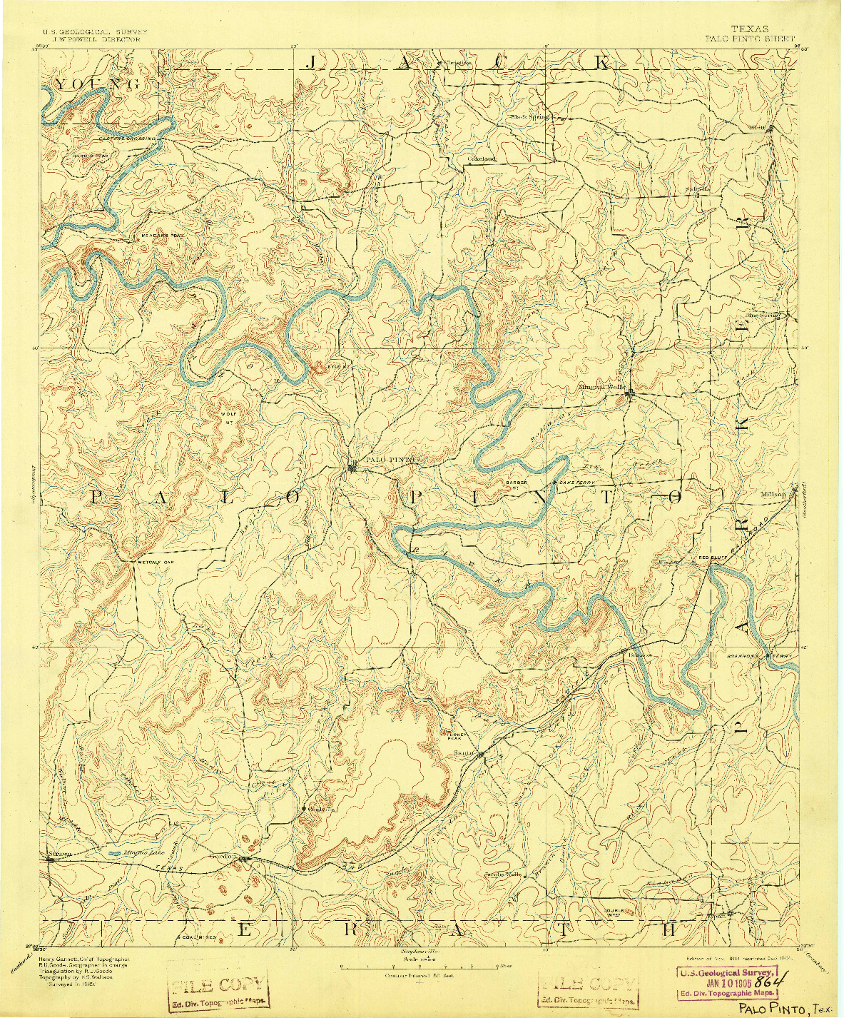 USGS 1:125000-SCALE QUADRANGLE FOR PALO PINTO, TX 1891