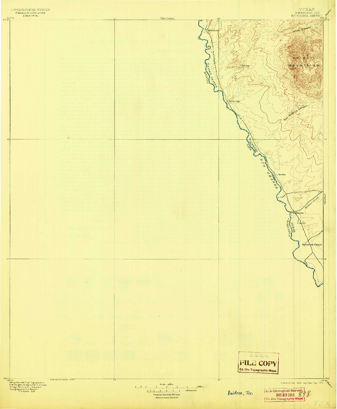 USGS 1:125000-SCALE QUADRANGLE FOR RUIDOSA, TX 1896