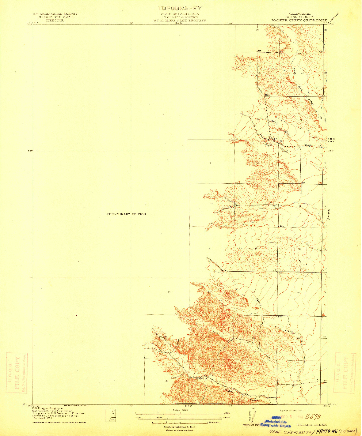 USGS 1:31680-SCALE QUADRANGLE FOR WALKER CREEK, CA 1904