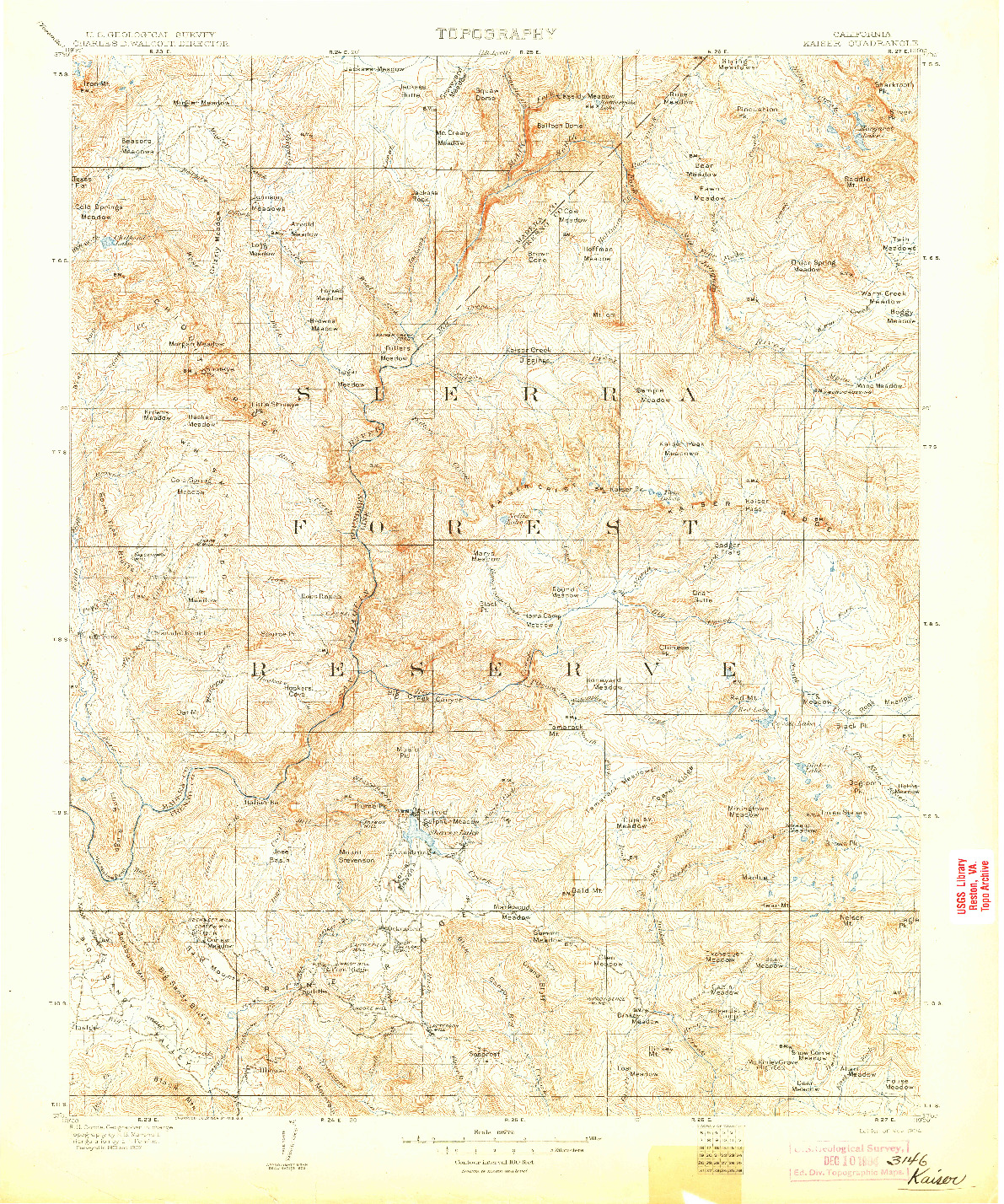 USGS 1:125000-SCALE QUADRANGLE FOR KAISER, CA 1904