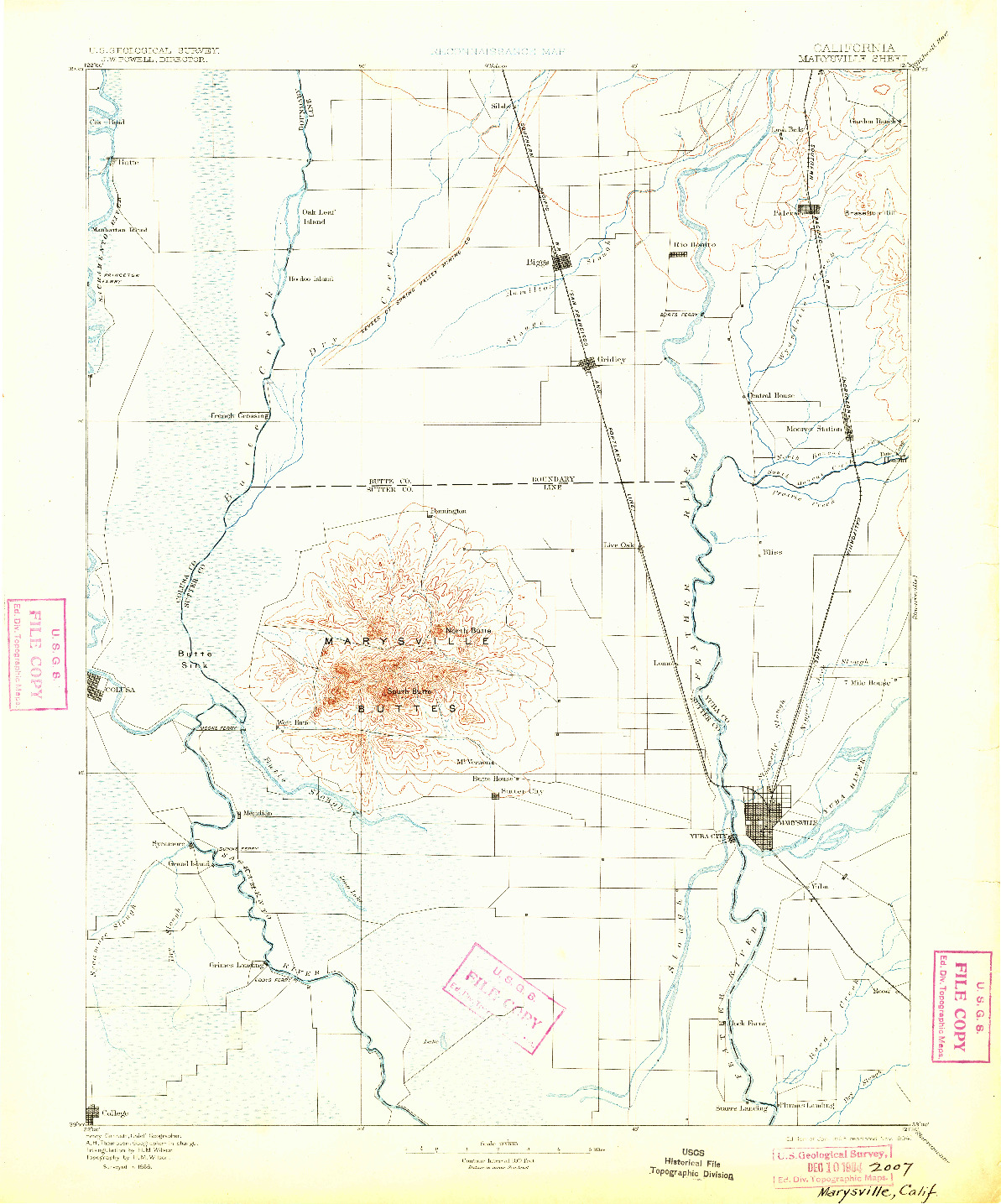 USGS 1:125000-SCALE QUADRANGLE FOR MARYSVILLE, CA 1895