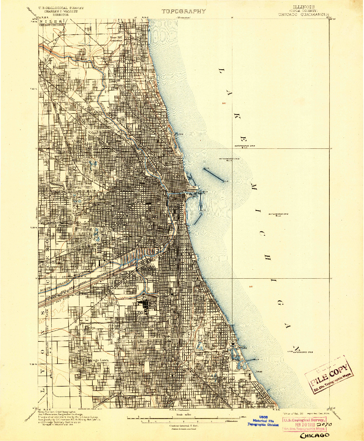 USGS 1:62500-SCALE QUADRANGLE FOR CHICAGO, IL 1901