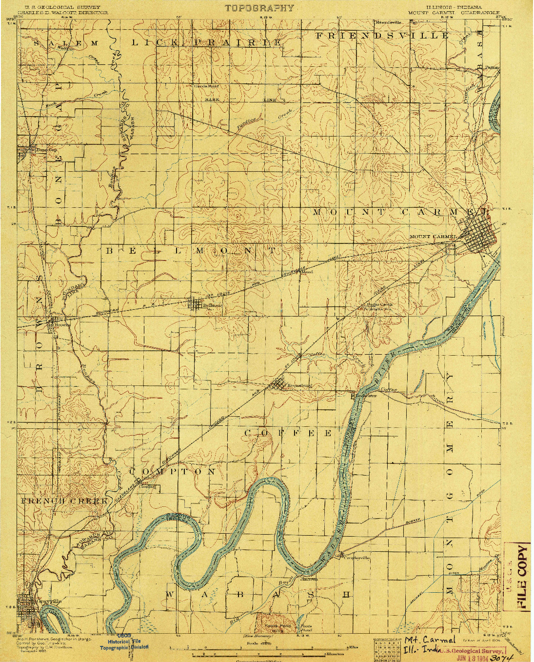 USGS 1:62500-SCALE QUADRANGLE FOR MOUNT CARMEL, IL 1904
