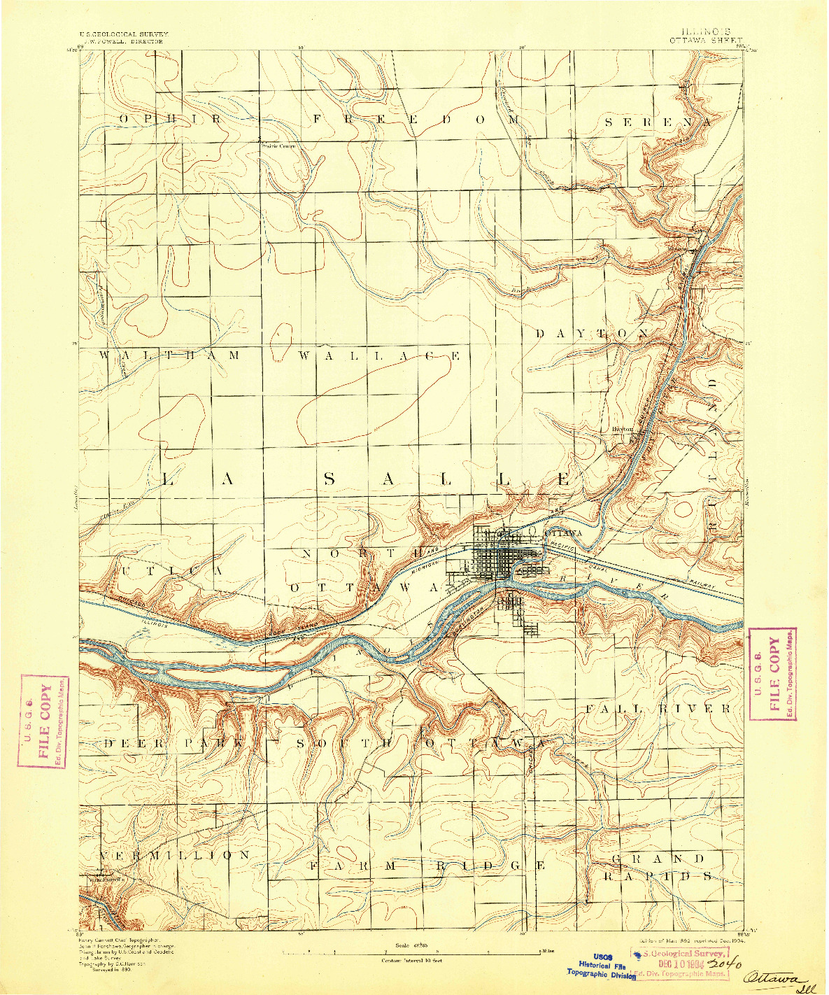 USGS 1:62500-SCALE QUADRANGLE FOR OTTAWA, IL 1892