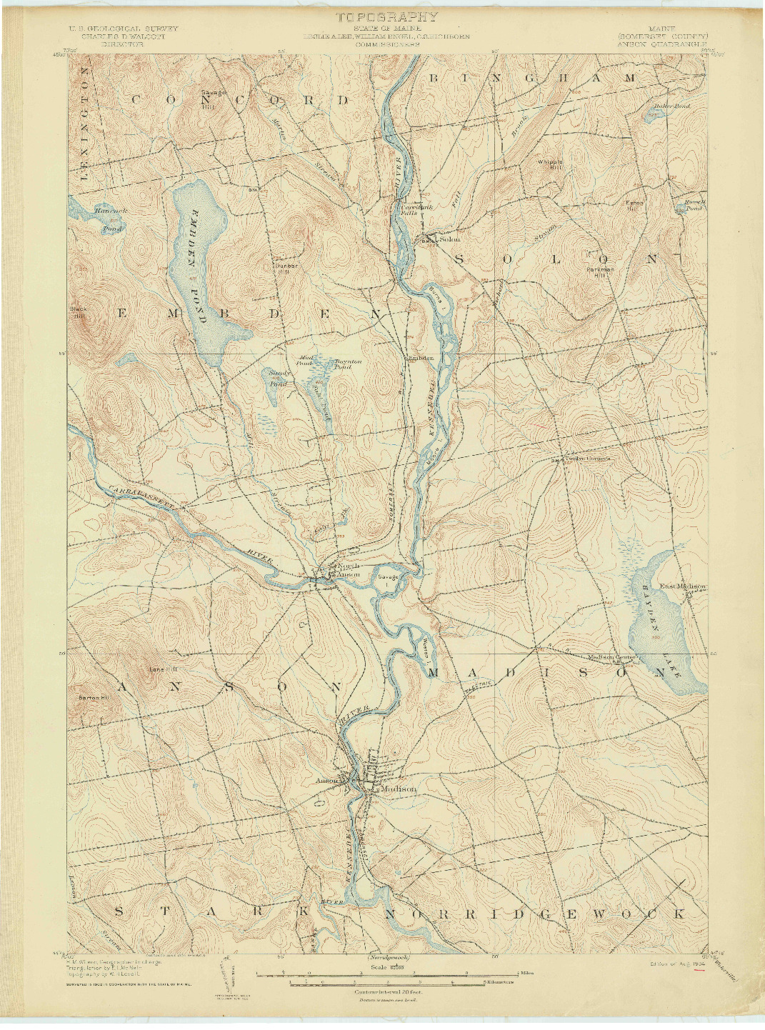 USGS 1:62500-SCALE QUADRANGLE FOR ANSON, ME 1904