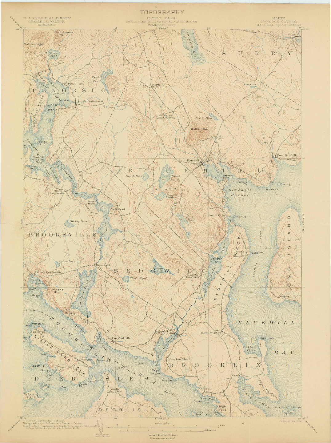 USGS 1:62500-SCALE QUADRANGLE FOR BLUEHILL, ME 1904