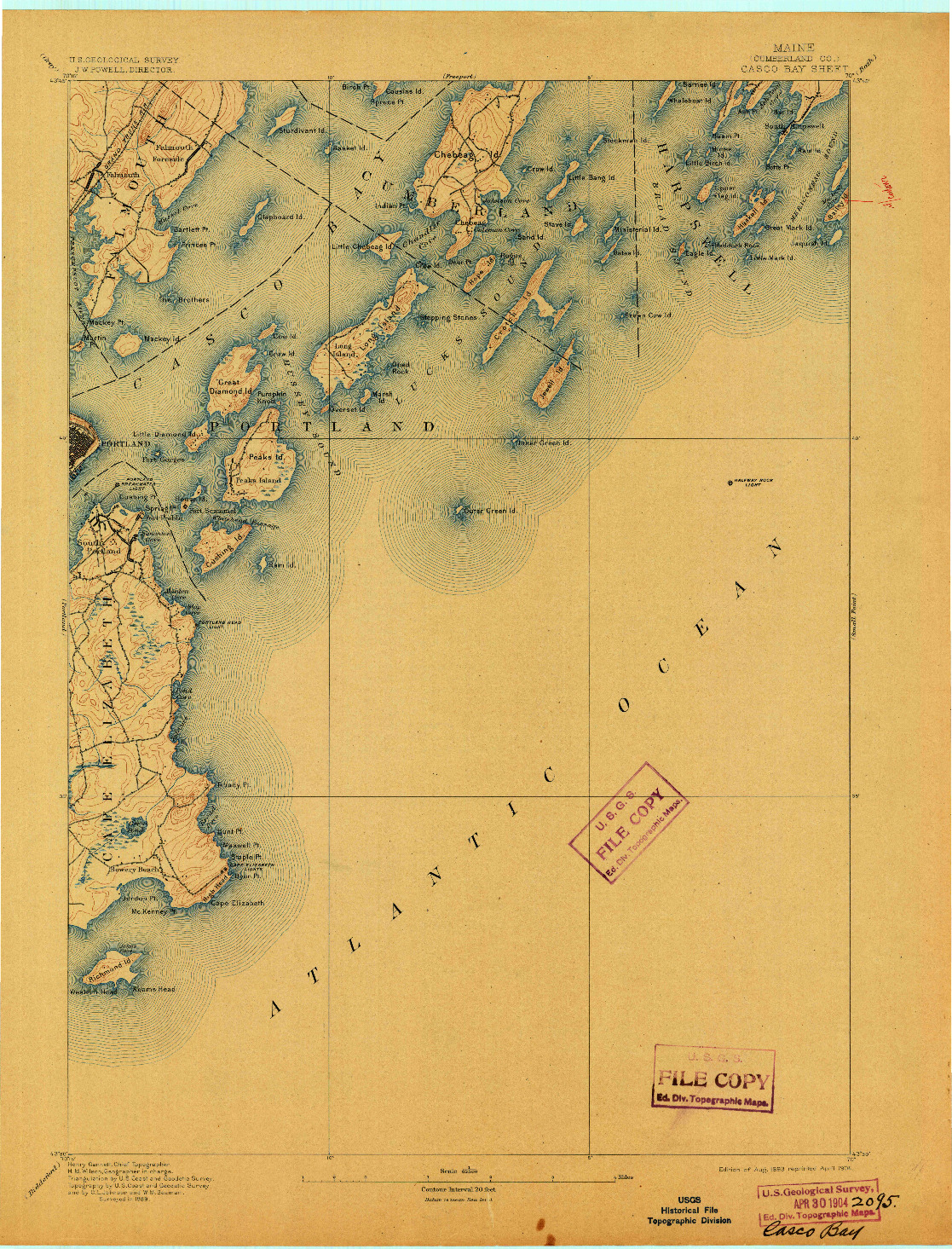 USGS 1:62500-SCALE QUADRANGLE FOR CASCO BAY, ME 1893