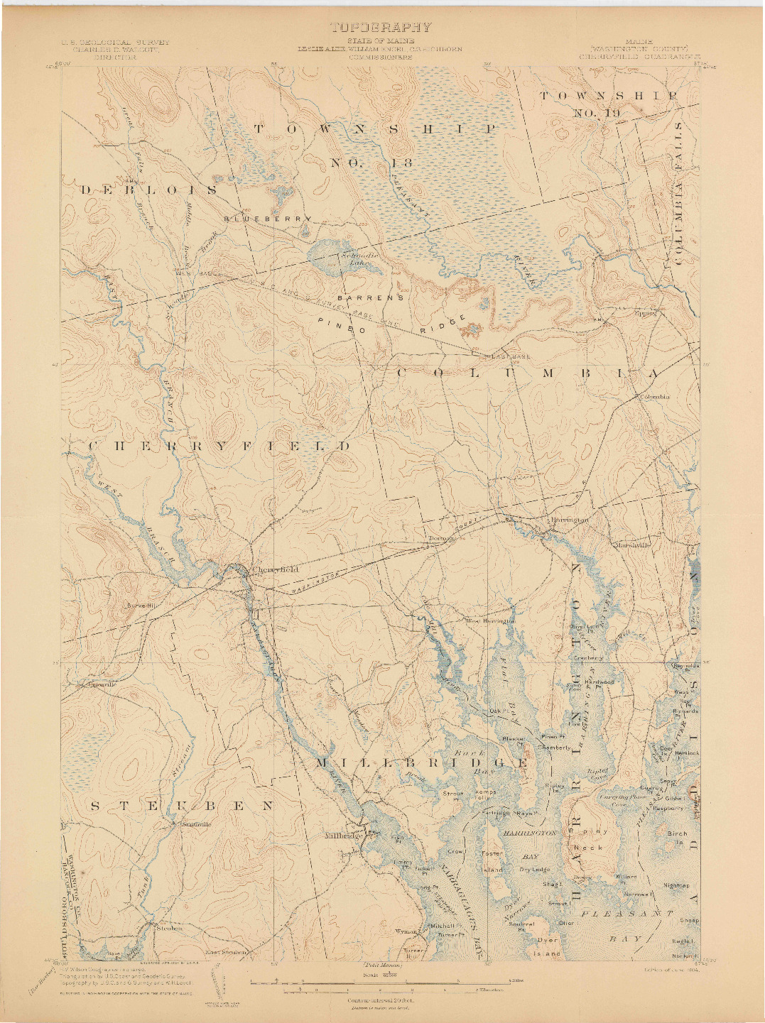 USGS 1:62500-SCALE QUADRANGLE FOR CHERRYFIELD, ME 1904