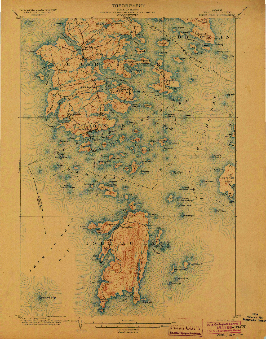 USGS 1:62500-SCALE QUADRANGLE FOR DEER ISLE, ME 1904