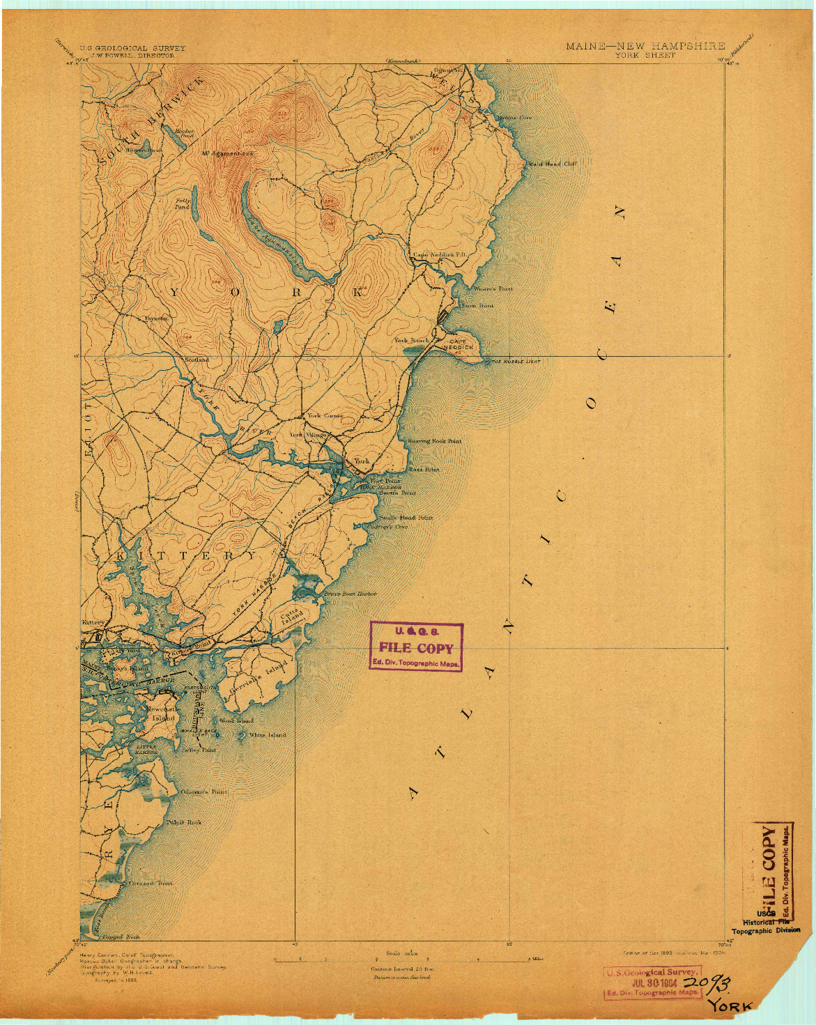 USGS 1:62500-SCALE QUADRANGLE FOR YORK, ME 1893
